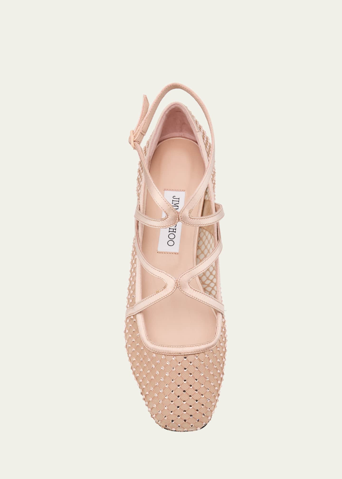 【送料&関税込】Jimmy Choo Embellished Mesh Astoria Ballerin Astoria embellished mesh ballet flats in white - Jimmy Choo