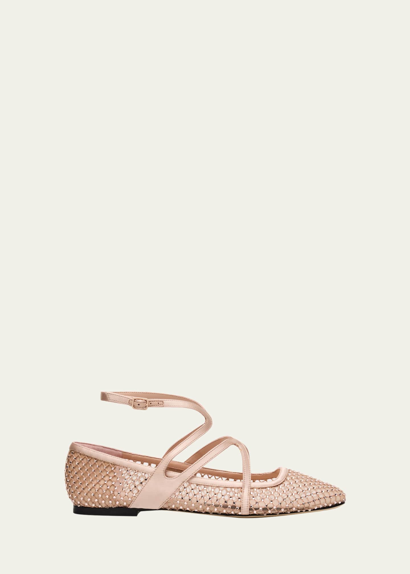 Jimmy Choo Astoria Crystal Mesh Caged Ballerina Flats