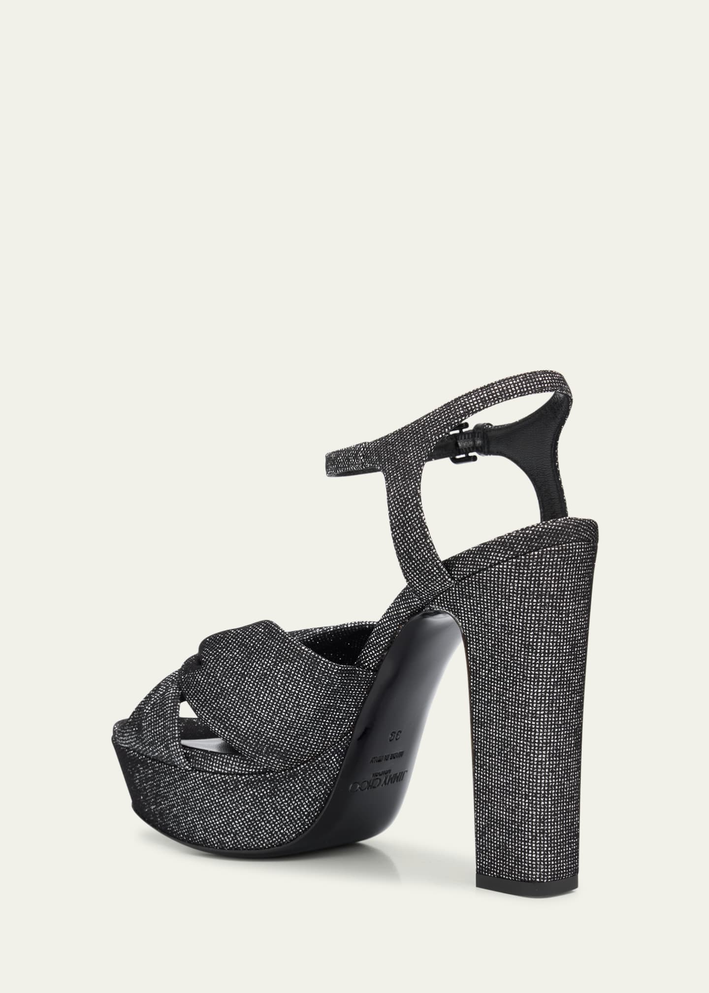 Jimmy Choo Heloise Glitter Knot Platform Sandals Image 4 of 6