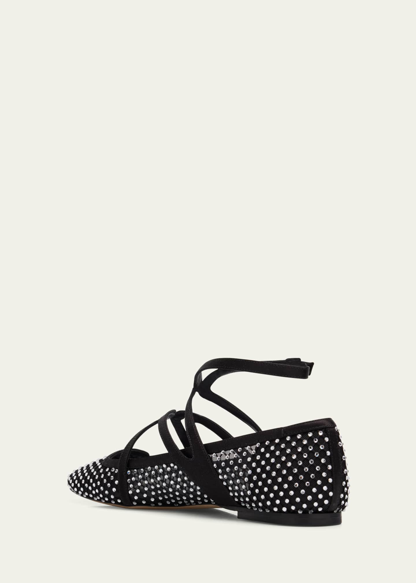Jimmy Choo Astoria Crystal Mesh Caged Ballerina Flats