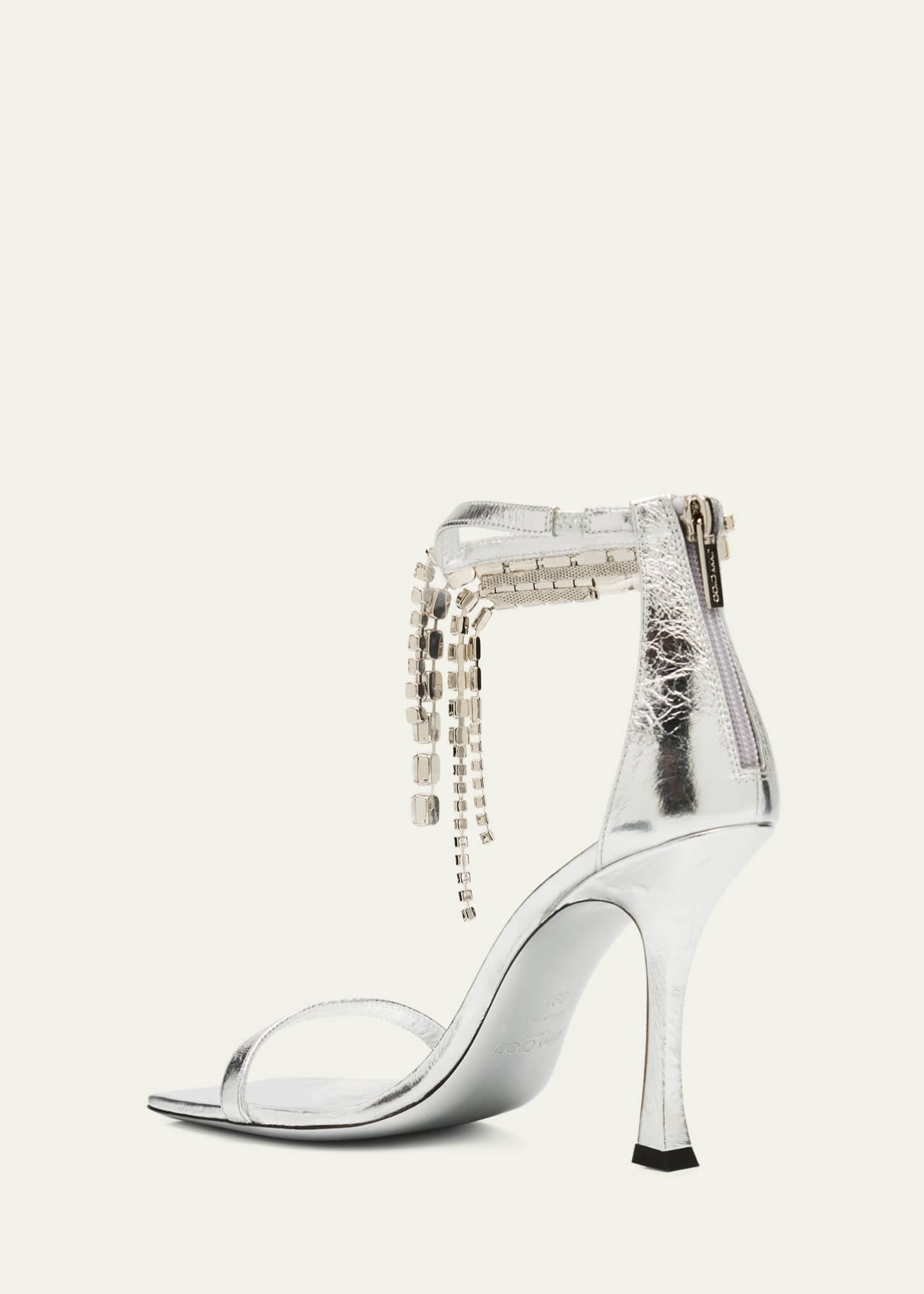 Jimmy Choo Verity Metallic Leather Crystal-Cuff Sandals