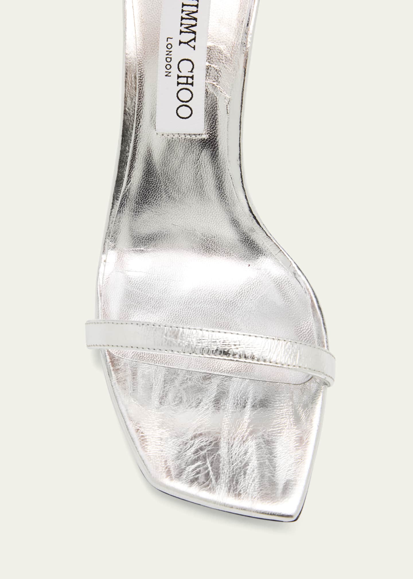 Jimmy Choo Verity Metallic Leather Crystal-Cuff Sandals
