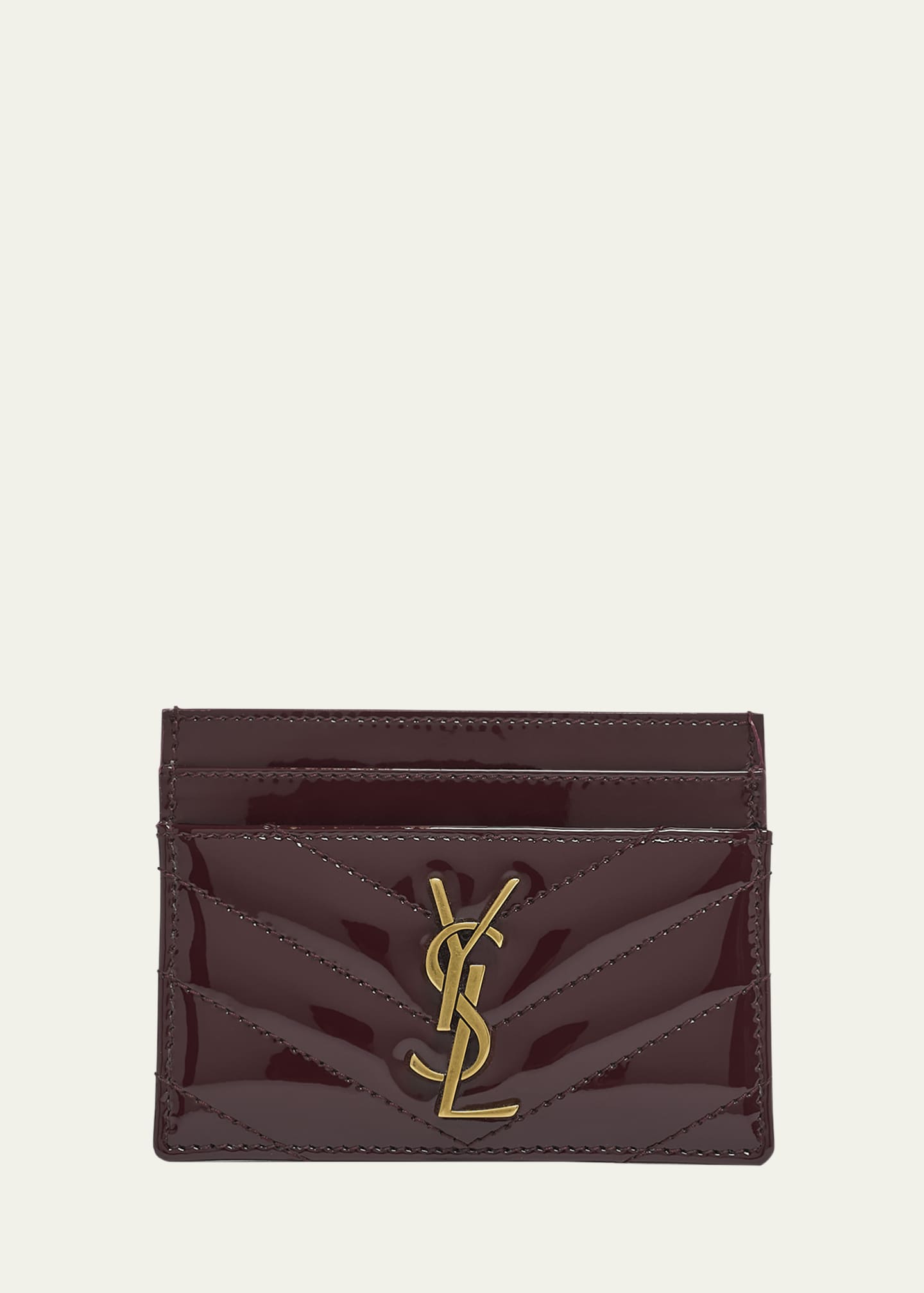 Saint Laurent YSL Card Holder in Quilted Patent Leather