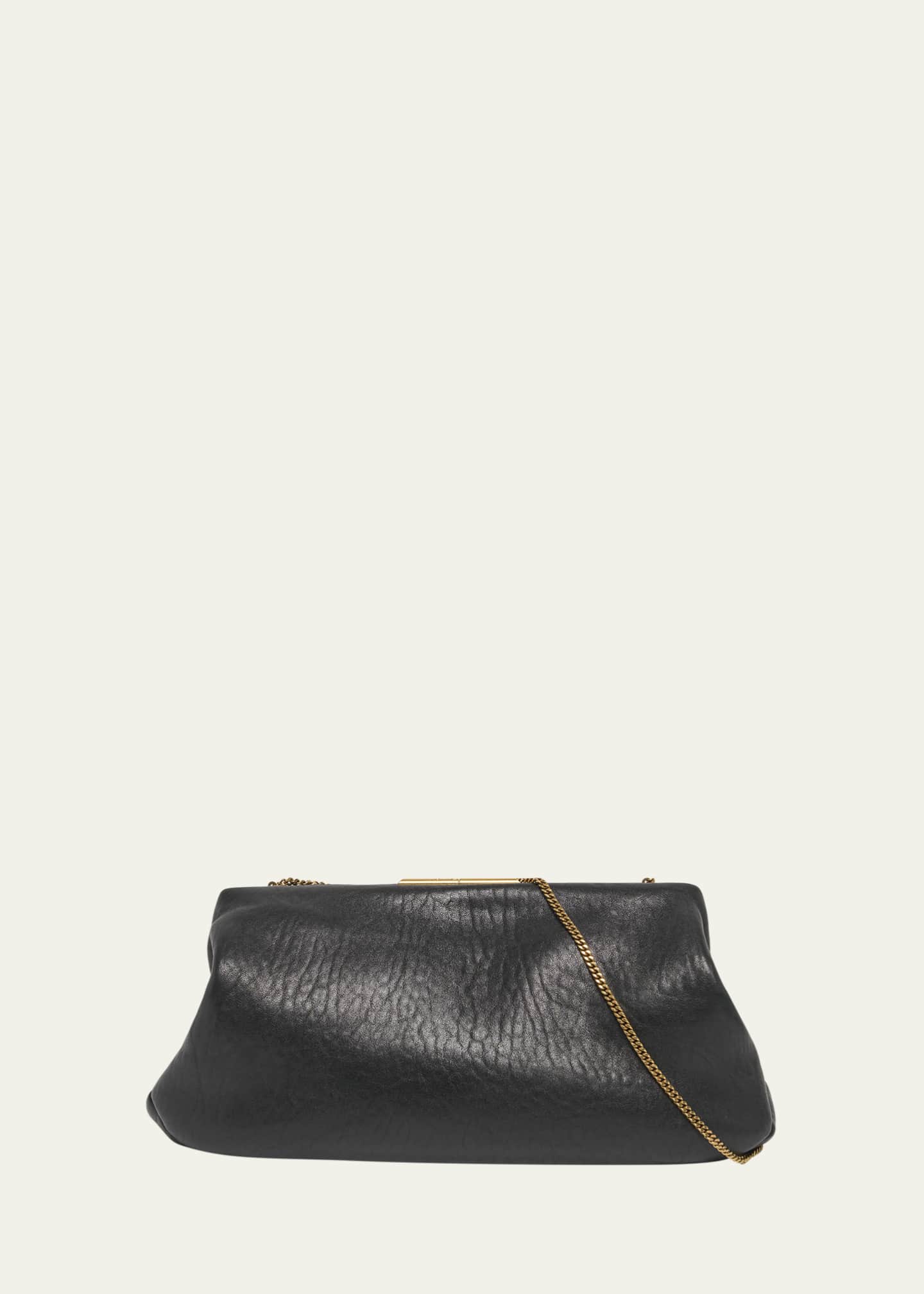 Saint Laurent Black Calf Leather Bos Taurus Clutch Bag