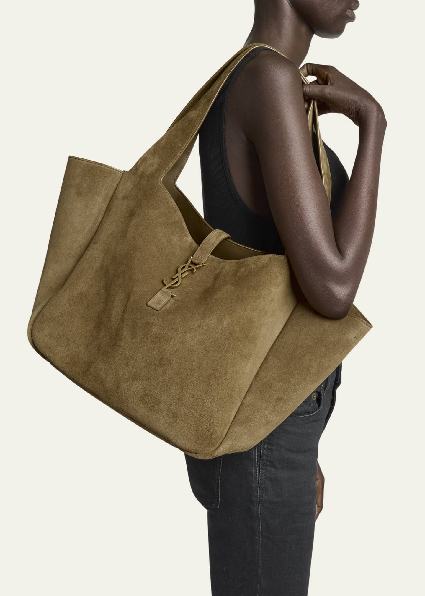 Saint Laurent Bea YSL Cabas Tote Bag in Suede Image 2 of 5