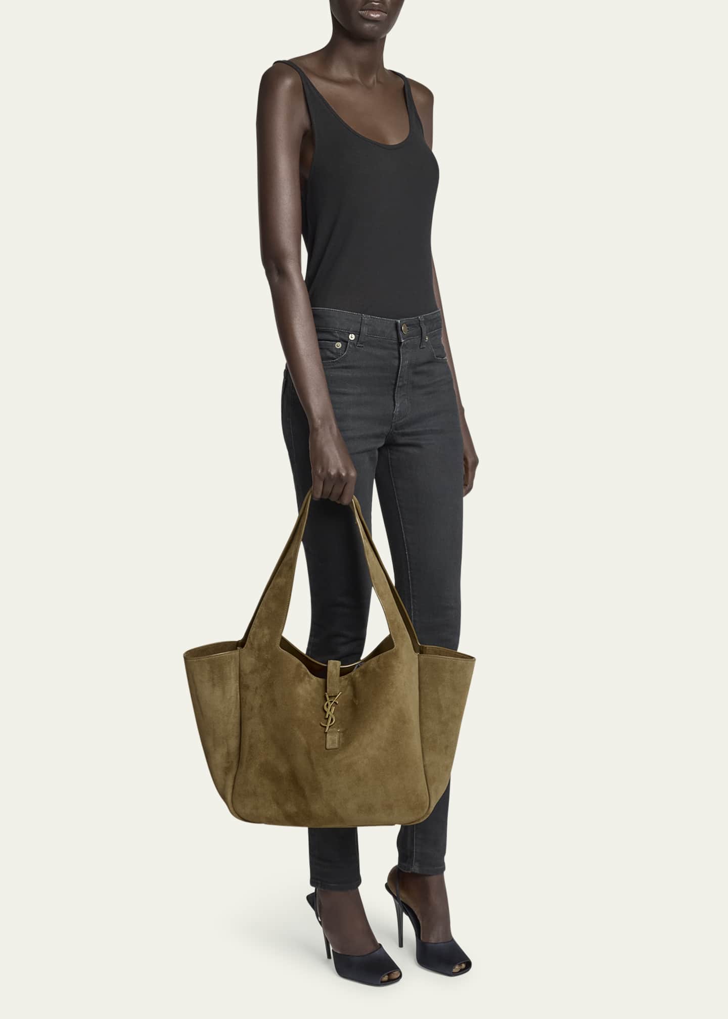 Saint Laurent Bea YSL Cabas Tote Bag in Suede Image 5 of 5