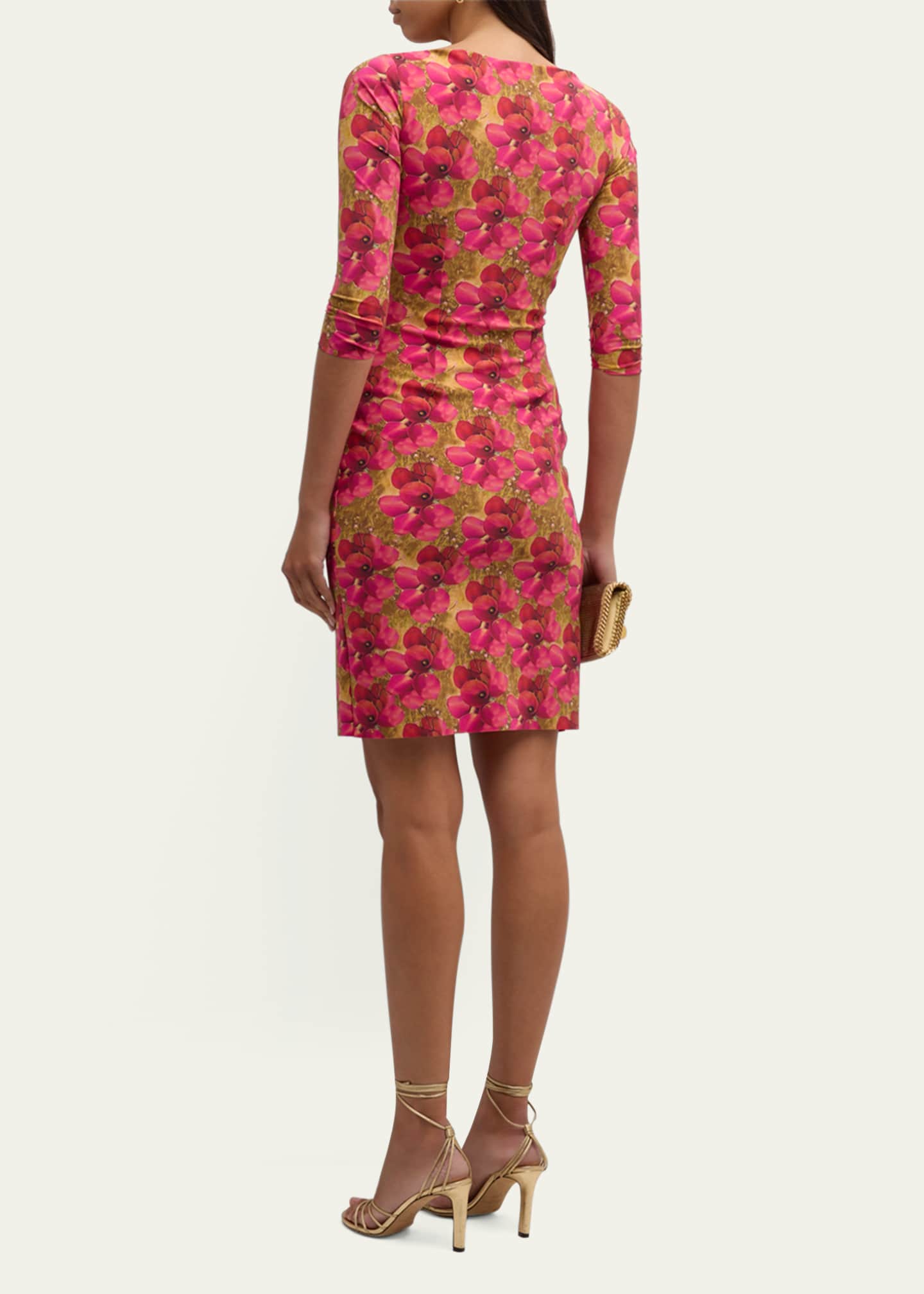 Chiara Boni La Petite Robe Emerentienne Floral print Bodycon Mini Dress Fleur Dor Women s 16 Bodycon Dresses