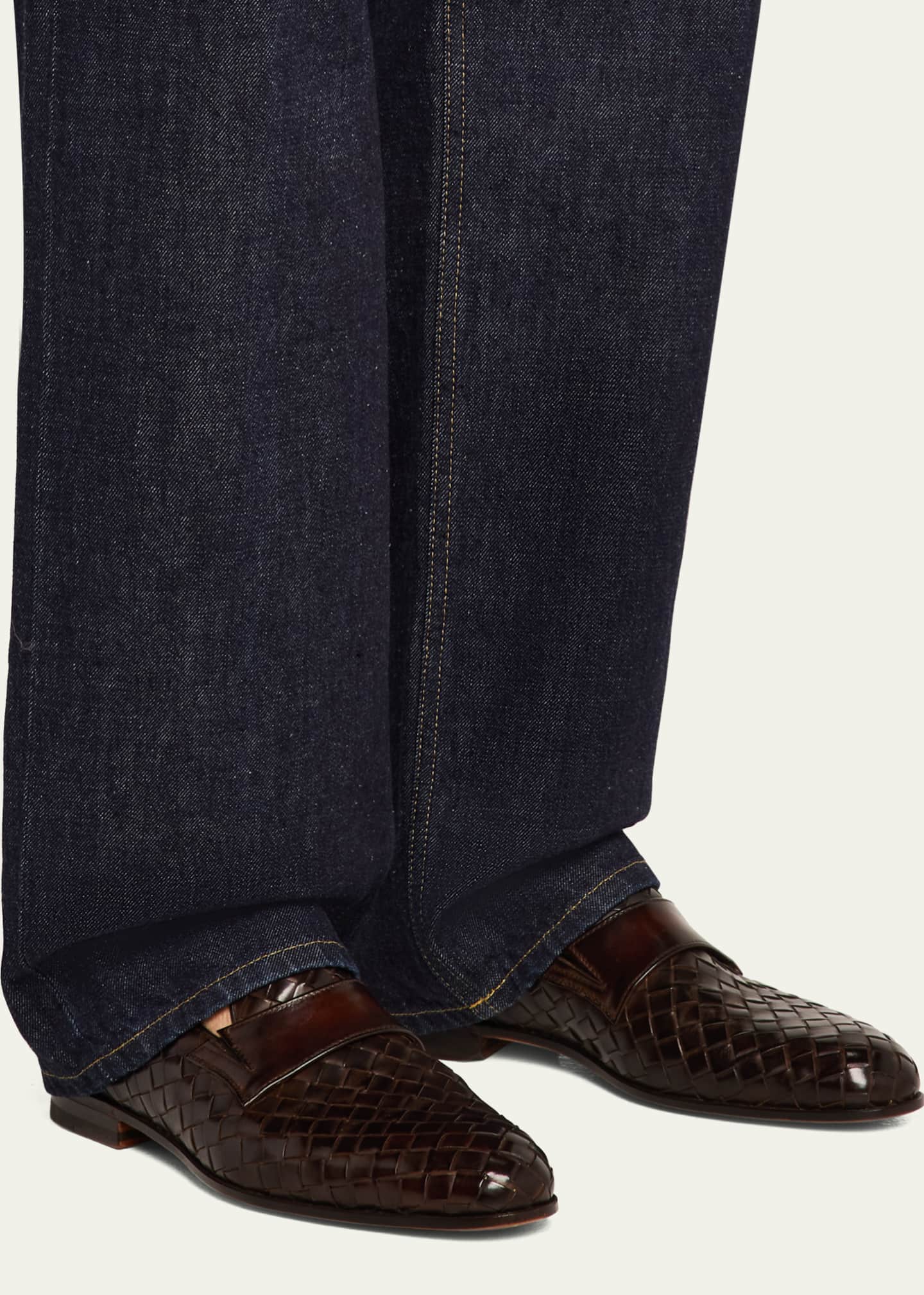 Bontoni Men's Attraente Woven Leather Penny Loafers Image 2 of 6