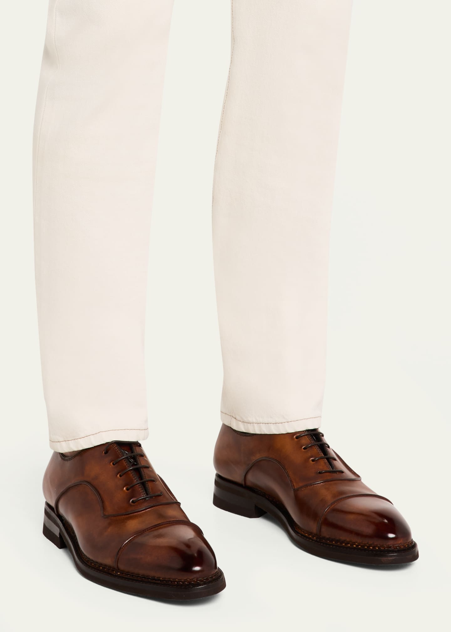 Bontoni Men's Amedeo Rubber-Sole Leather Oxfords Image 2 of 6