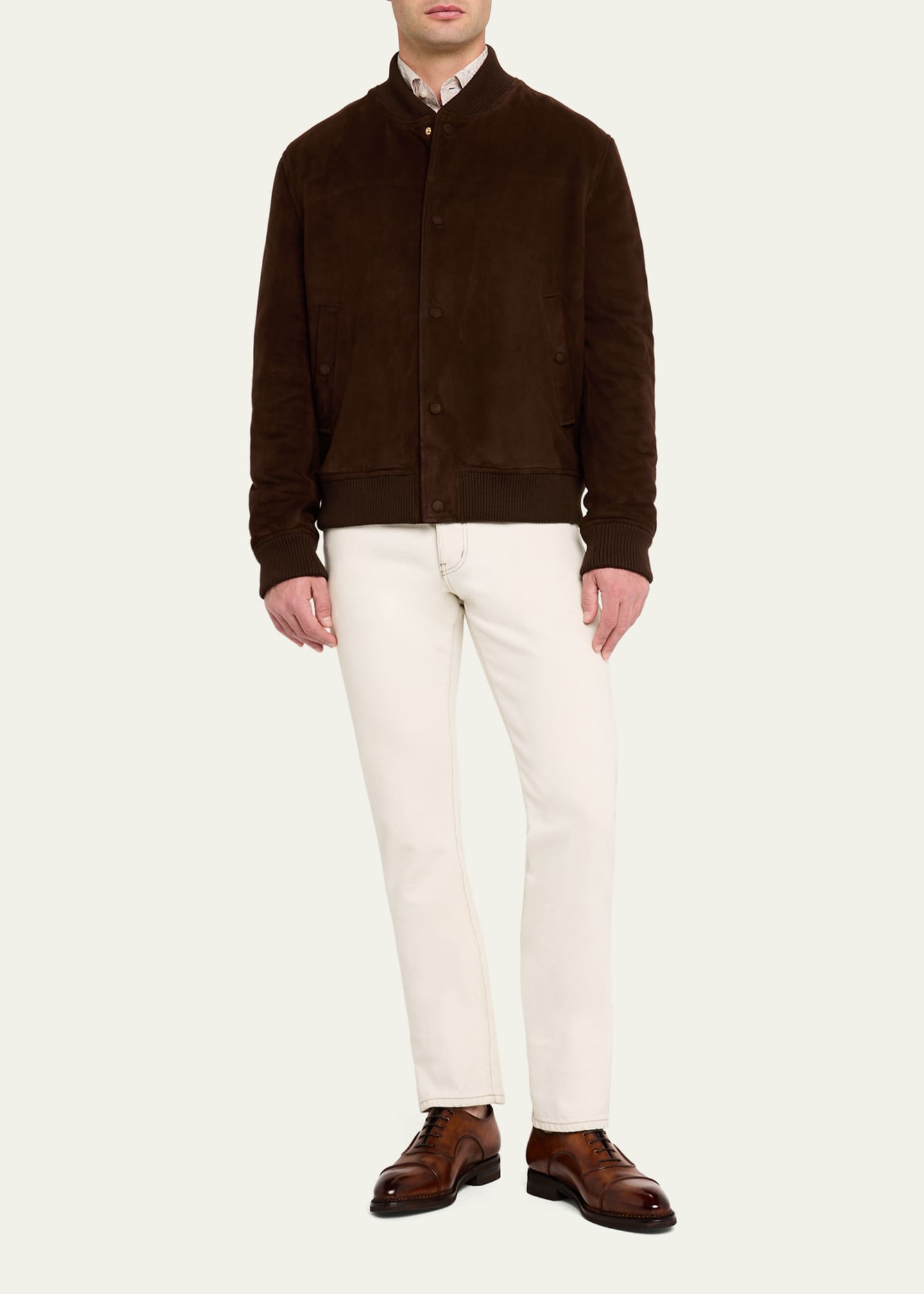 Bontoni Men's Amedeo Rubber-Sole Leather Oxfords Image 3 of 6