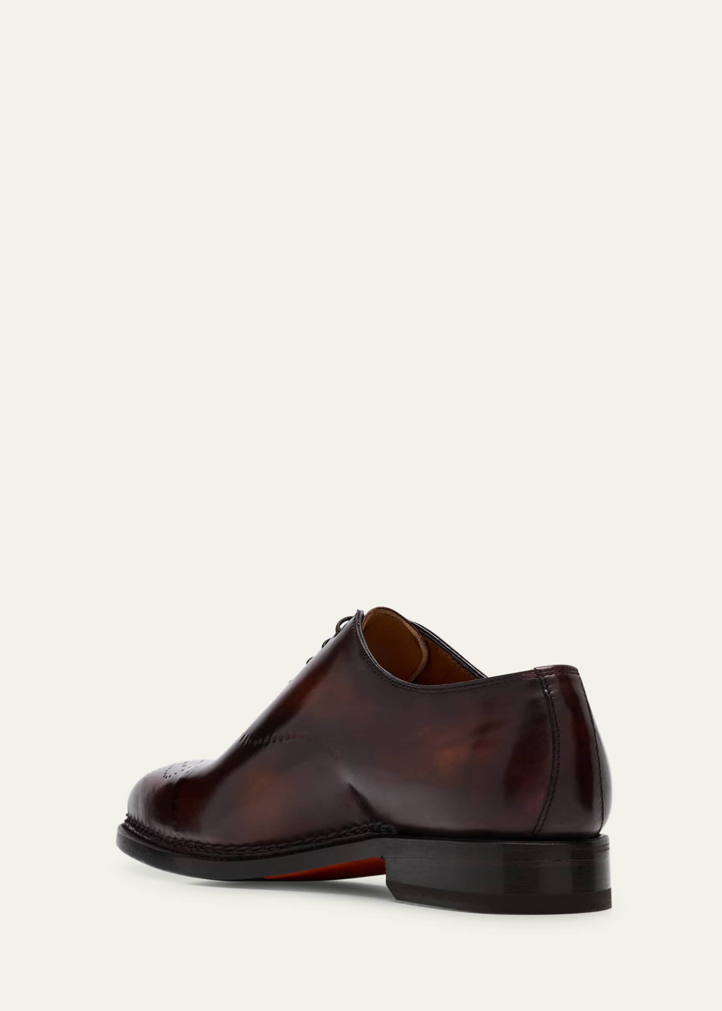 Bontoni Men's Vittorio Reverse Stitch Perforated Cap-Toe Oxfords Image 4 of 6