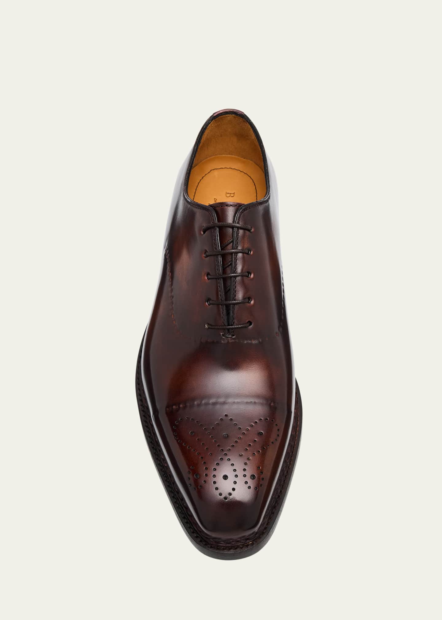 Bontoni Men's Vittorio Reverse Stitch Perforated Cap-Toe Oxfords Image 6 of 6