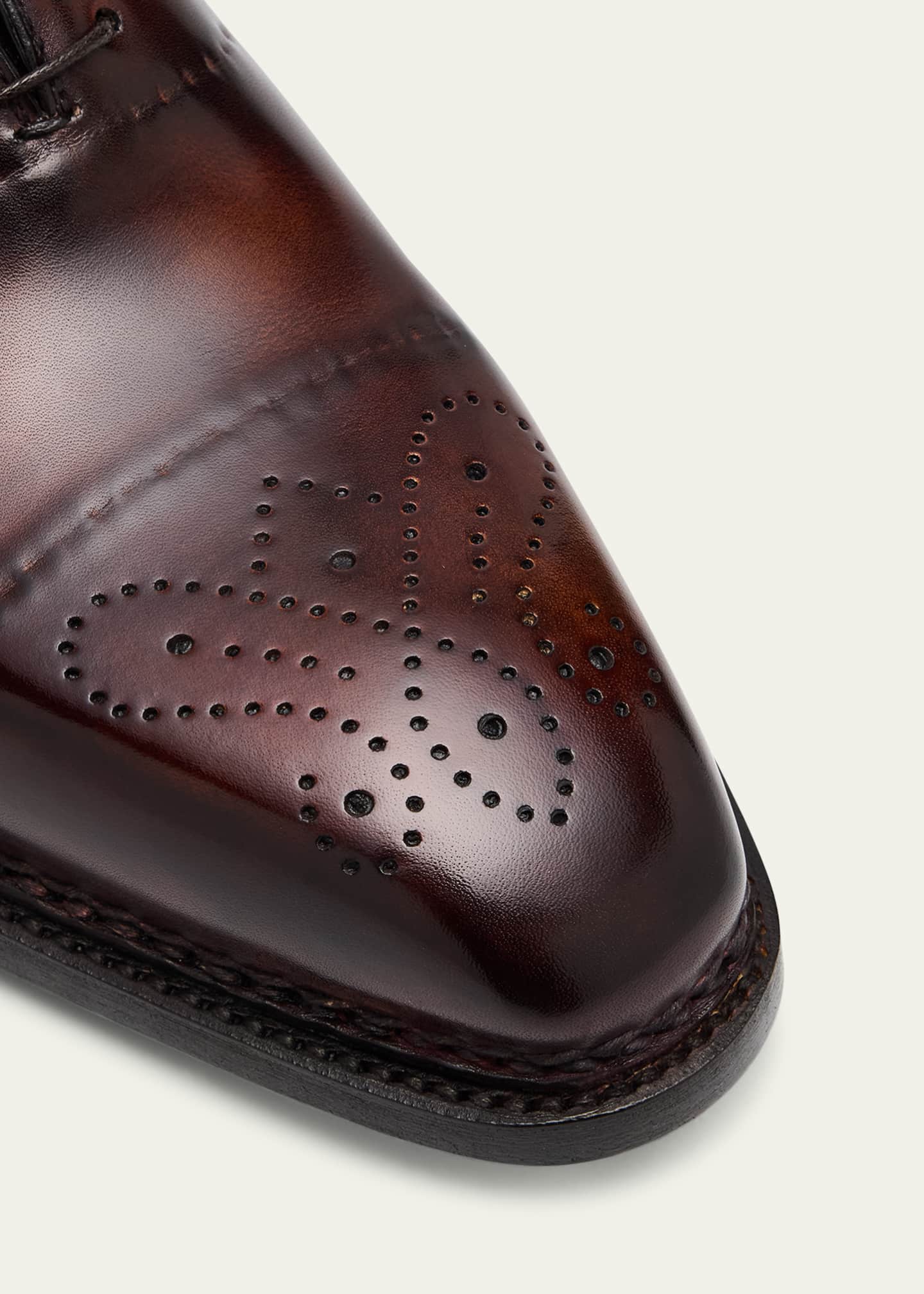 Bontoni Men's Vittorio Reverse Stitch Perforated Cap-Toe Oxfords Image 5 of 6