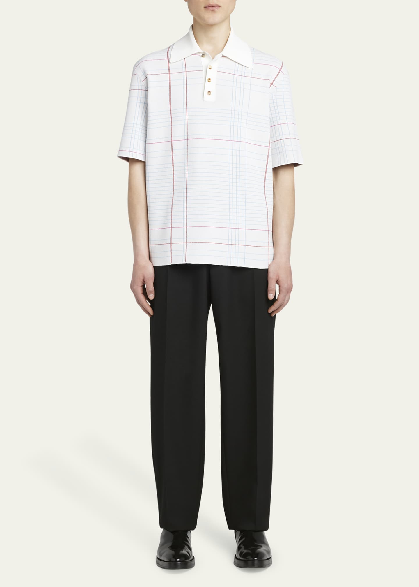 Bottega Veneta Men's Graph Check Polo Shirt Image 2 of 5