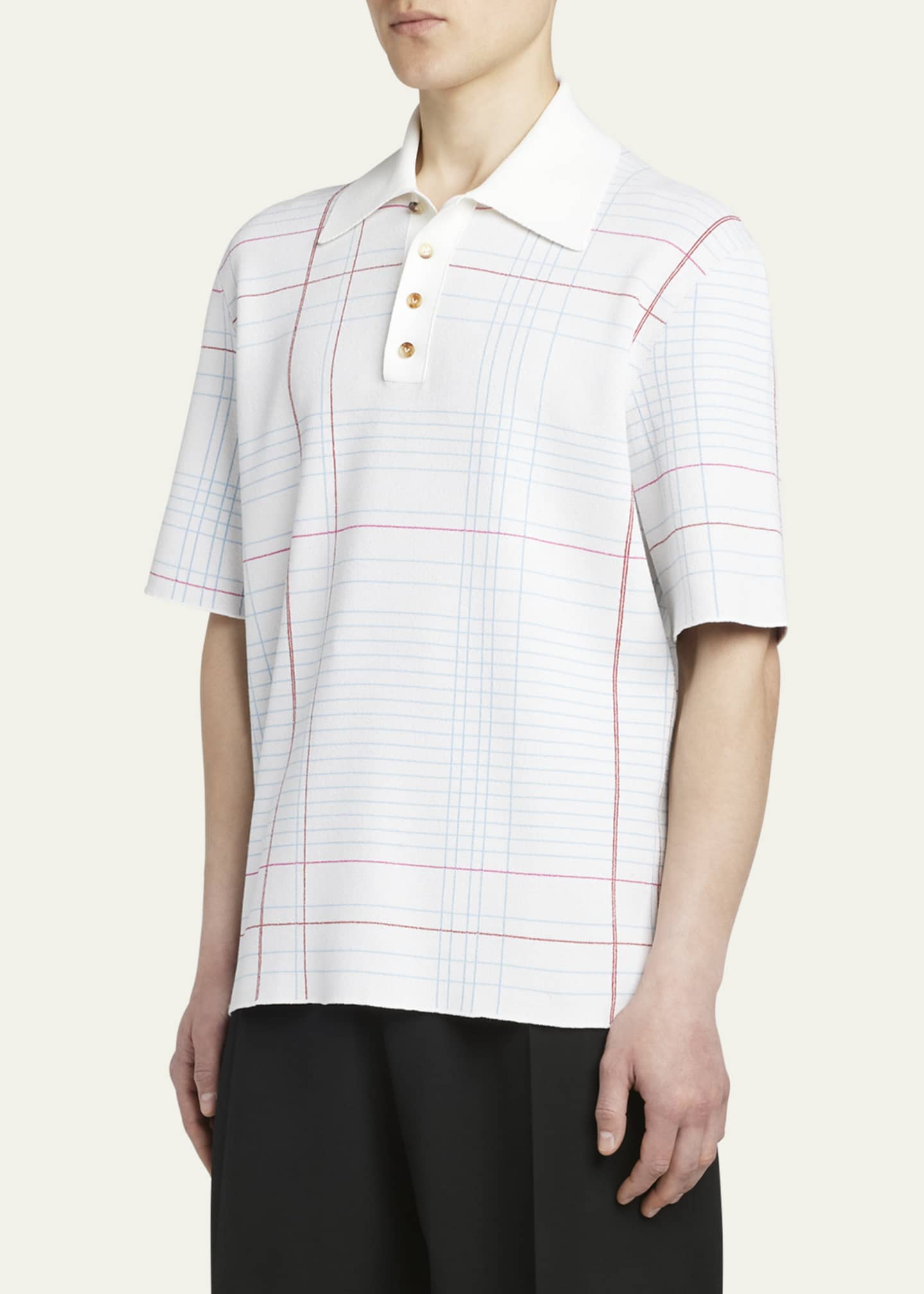 Bottega Veneta Men's Graph Check Polo Shirt Image 4 of 5