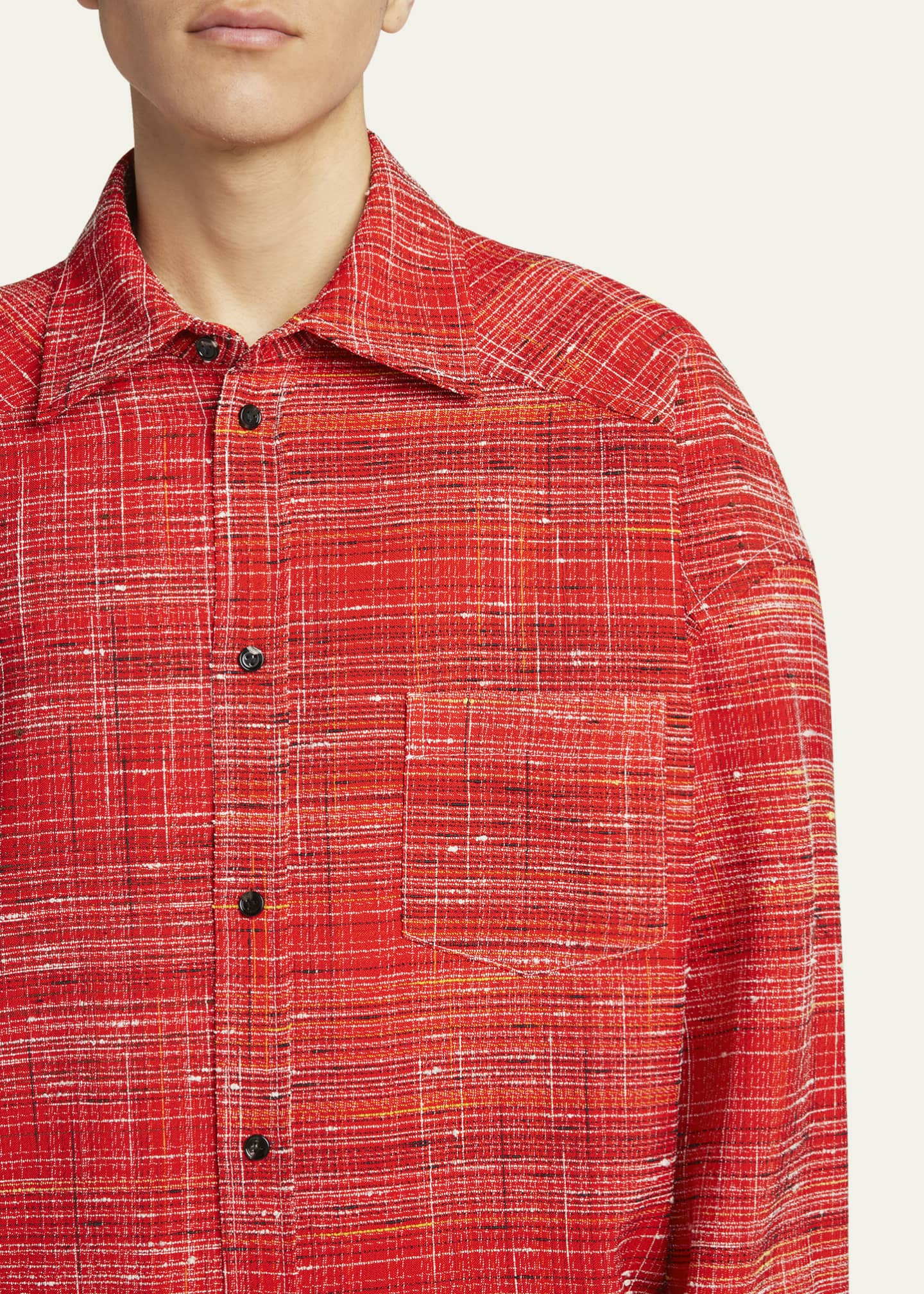 Bottega Veneta Men's Red Multi-Knotted Viscose Overshirt Image 5 of 5