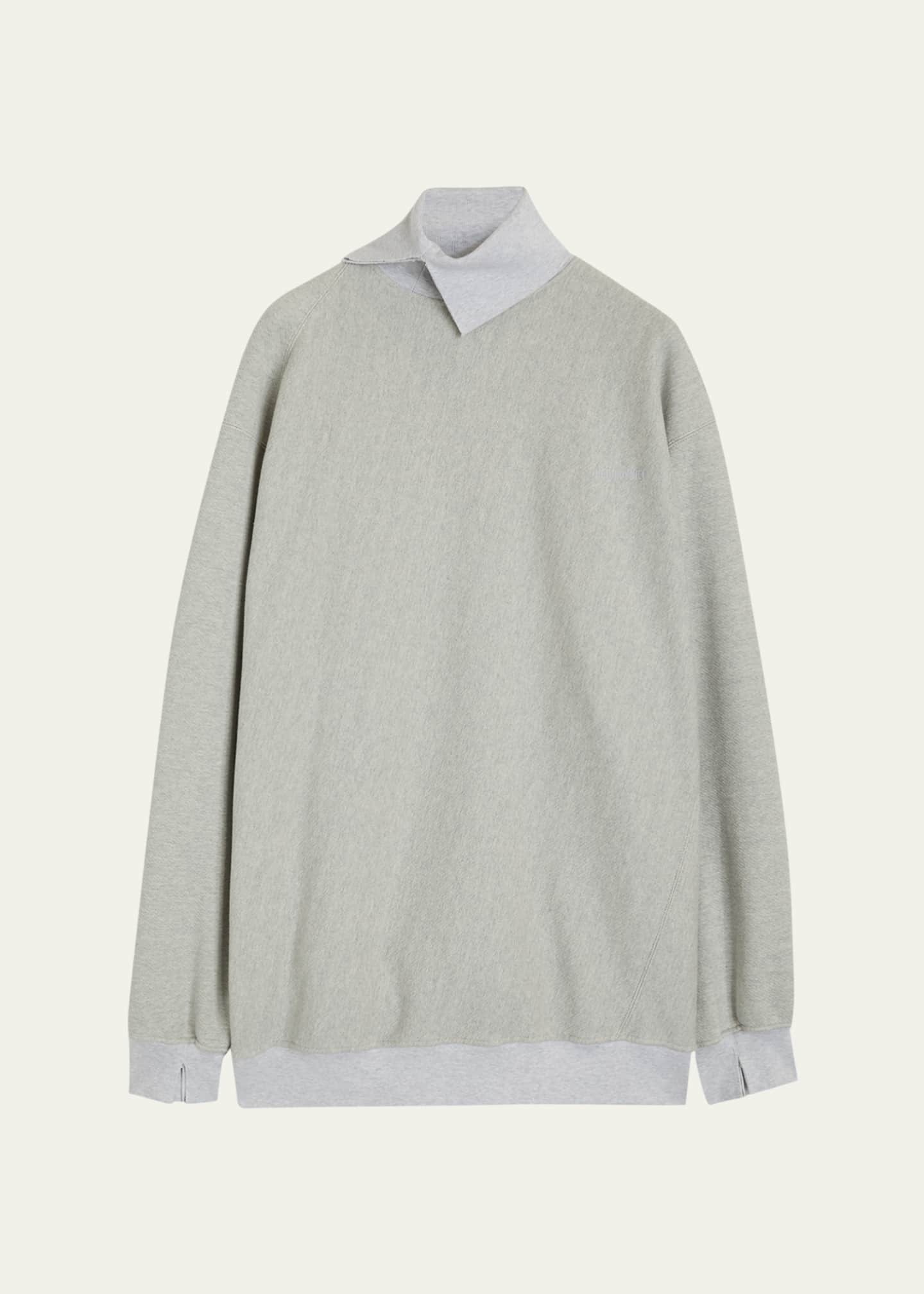 HED MAYNER Men's Terry Foldover Split-Neck Sweater