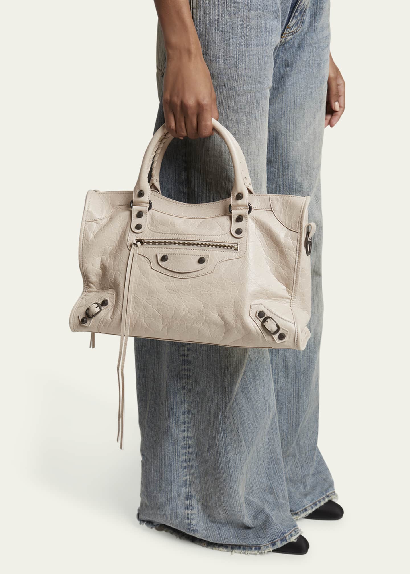 【BALENCIAGA】LE CITY MEDIUM BAG BALENCIAGA Le City medium textured-leather tote | NET-A-PORTER