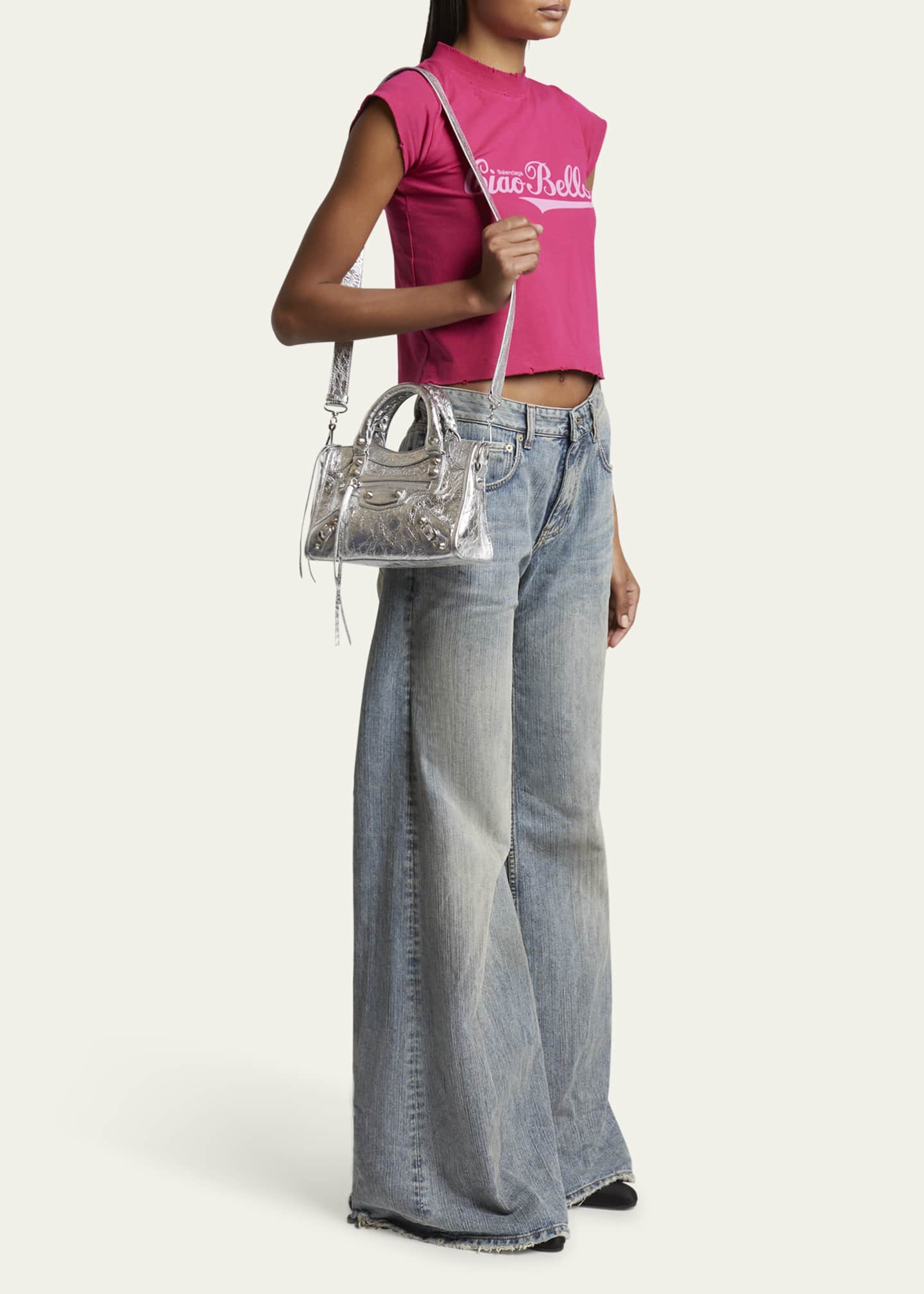 Balenciaga Le City Mini Metallic Leather Top-Handle Bag Image 5 of 5