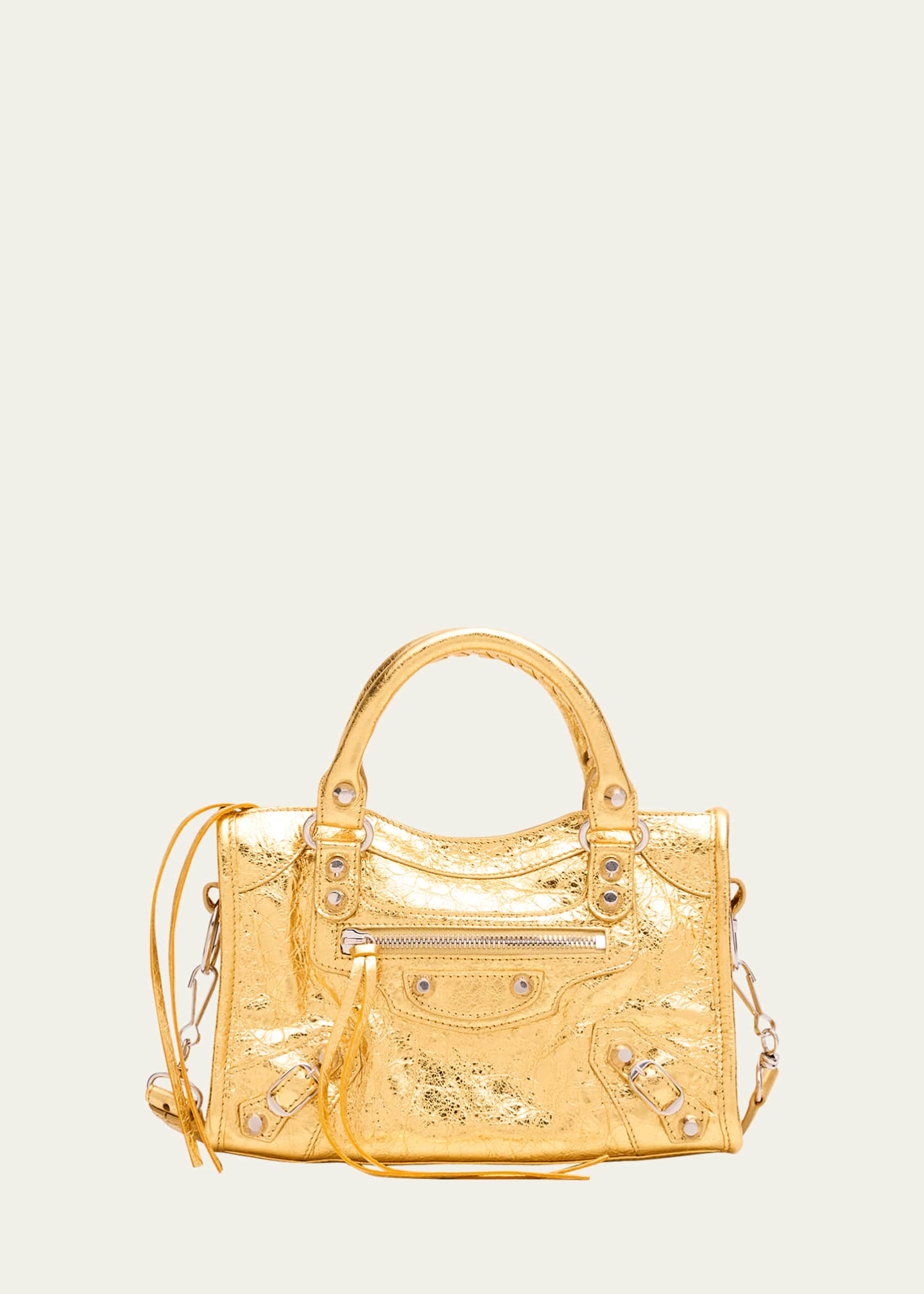 Balenciaga Le City Mini Metallic Leather Top-Handle Bag