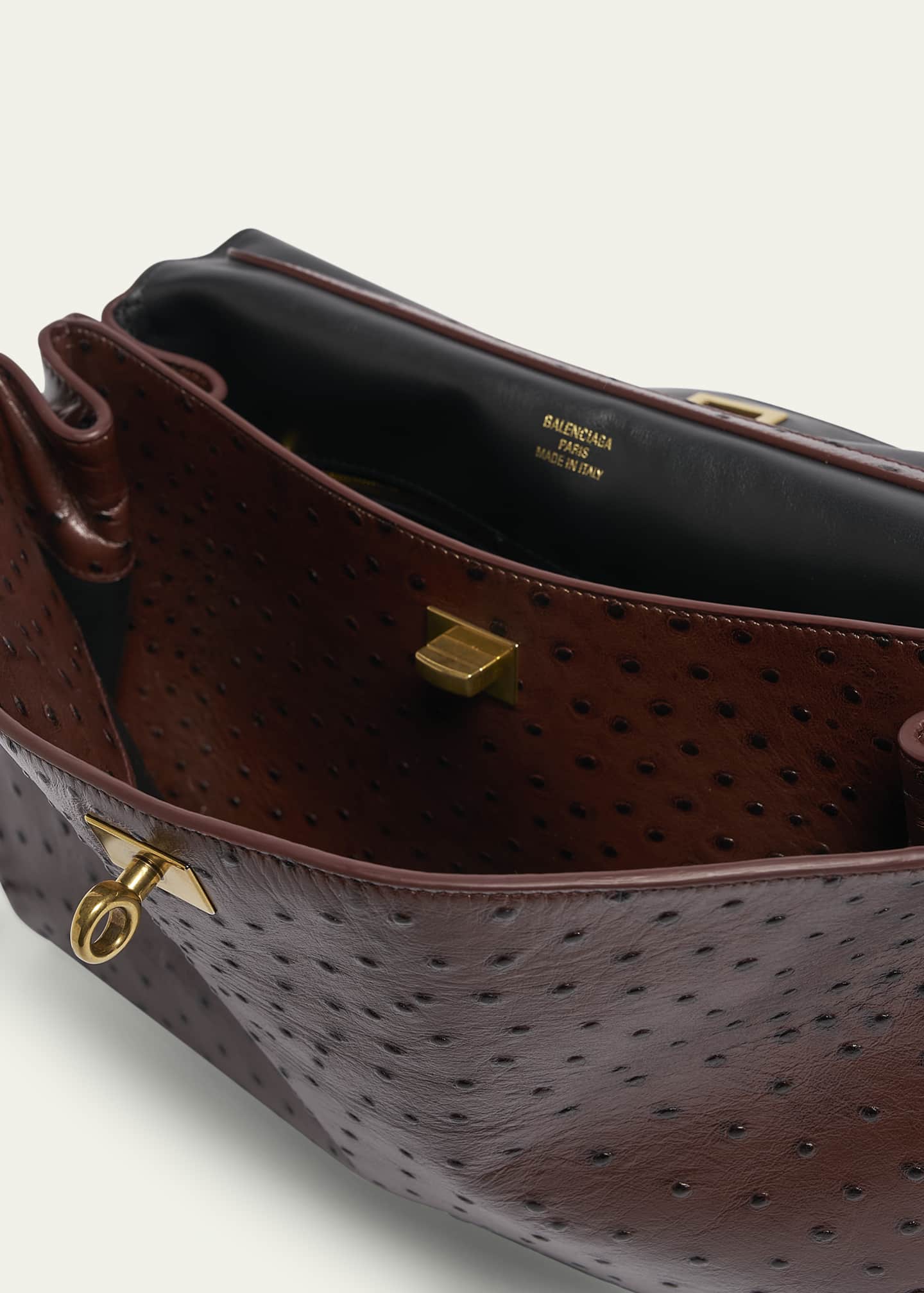 Balenciaga Rodeo Medium Ostrich-Embossed Top-Handle Bag Image 4 of 5