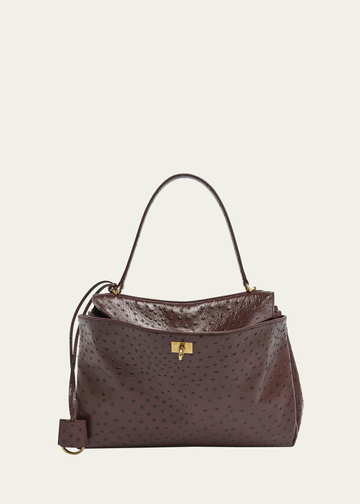 Balenciaga Rodeo Medium Ostrich-Embossed Top-Handle Bag Image 1 of 5