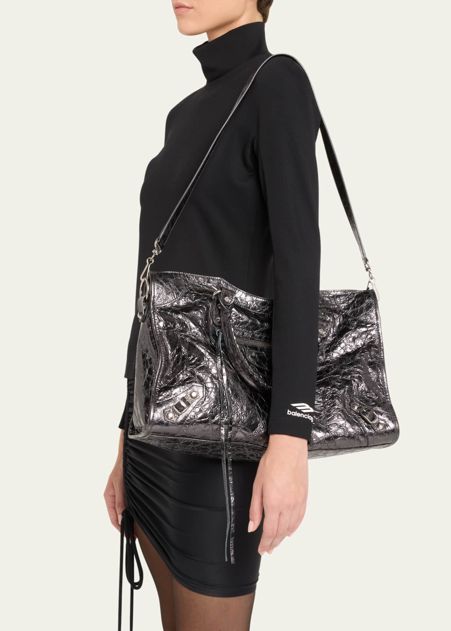 Balenciaga Le City Medium Metallic Leather Top-Handle Bag Image 2 of 6