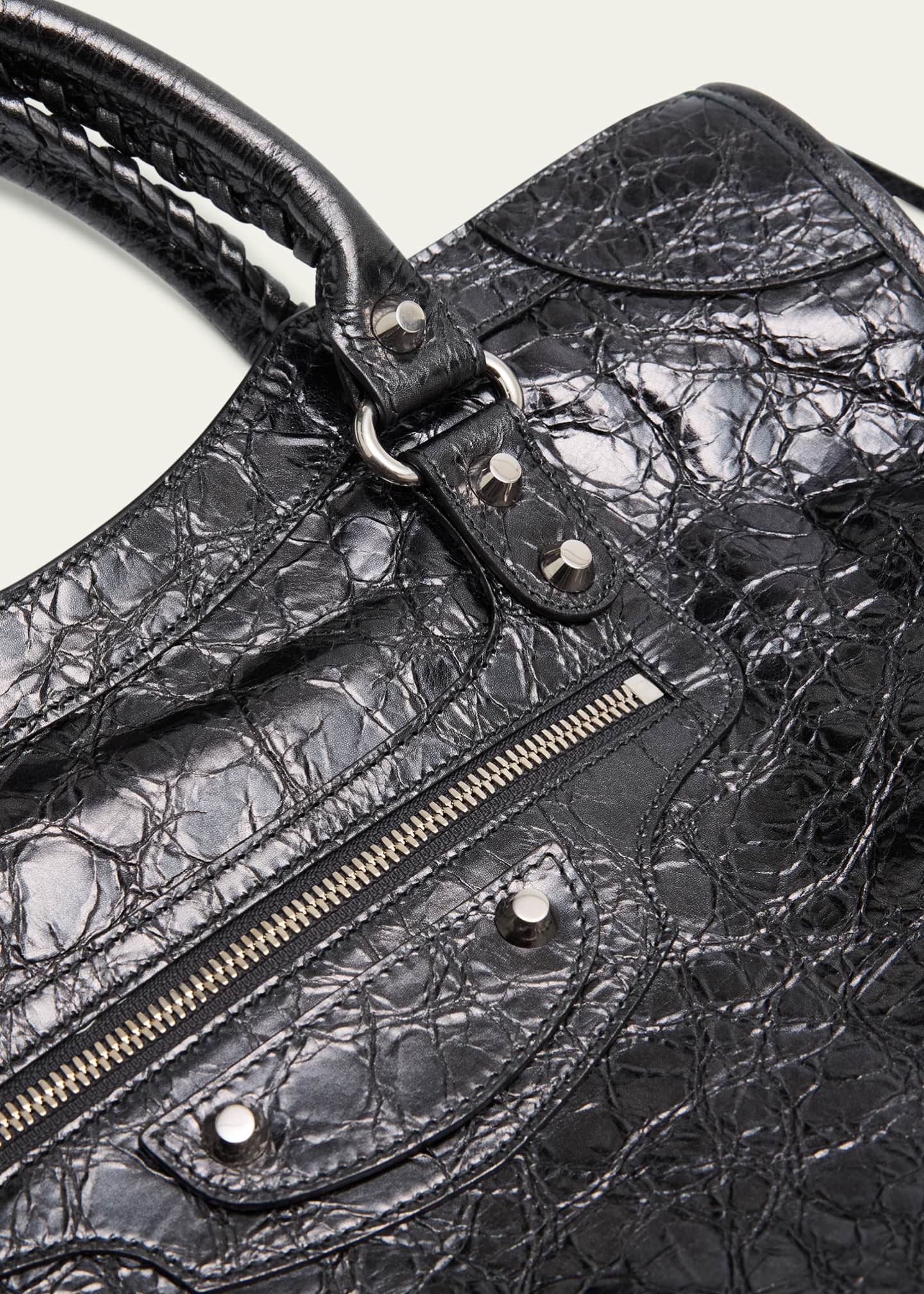 Balenciaga Le City Medium Metallic Leather Top-Handle Bag Image 6 of 6