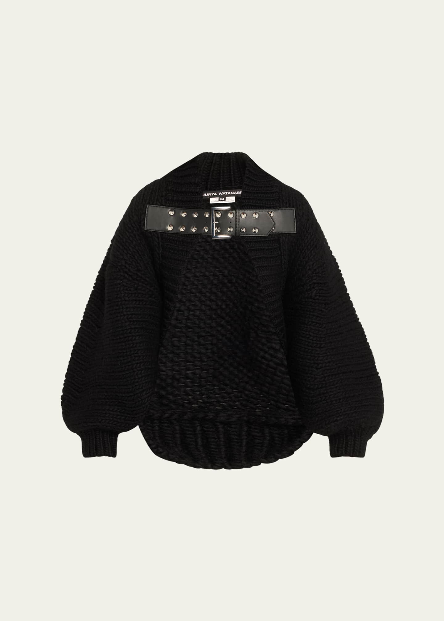 Junya Watanabe Studded Buckle Wool Cropped Cardigan