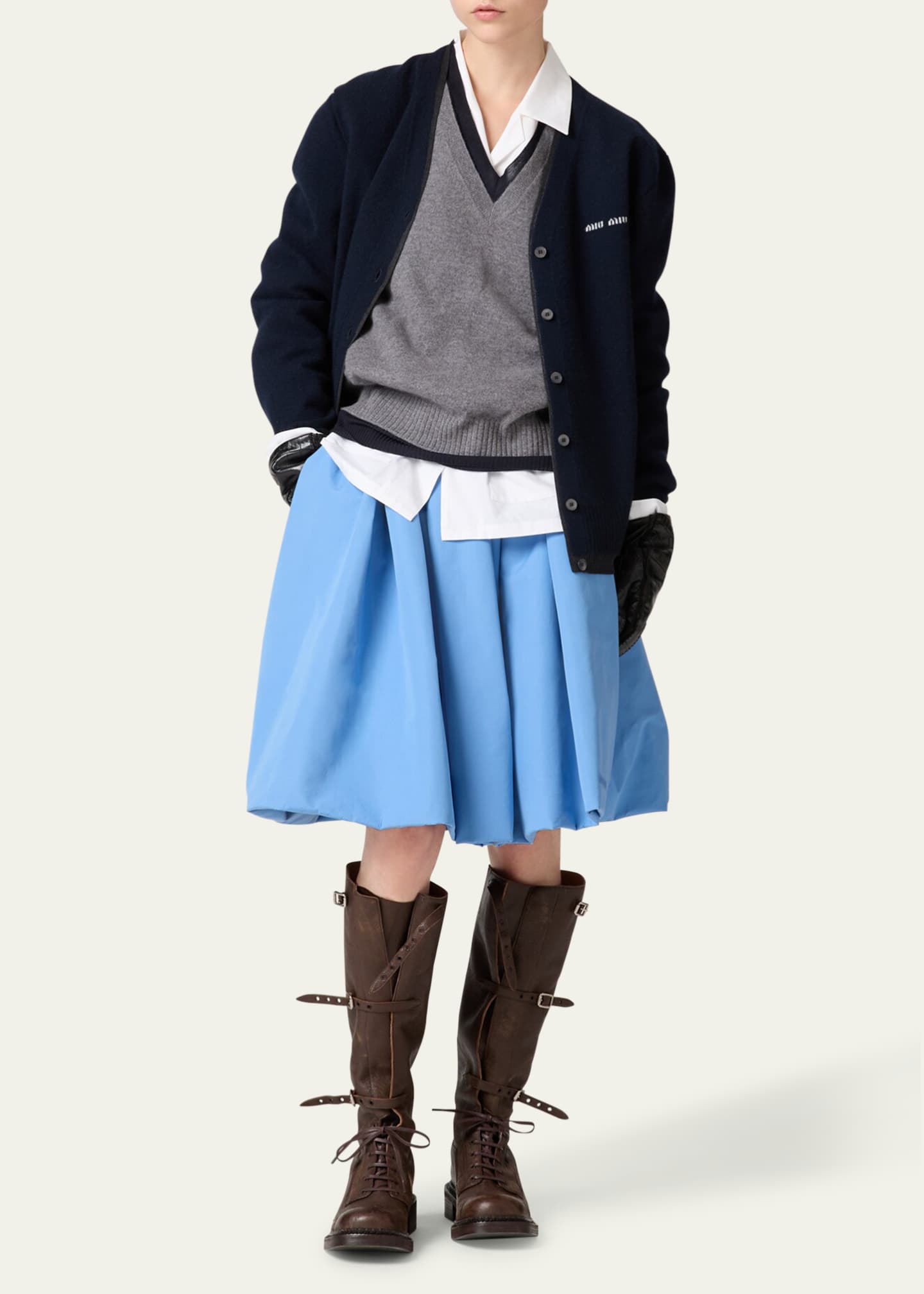 Miu Miu Layered Oversized Cashmere Cardigan Sweater