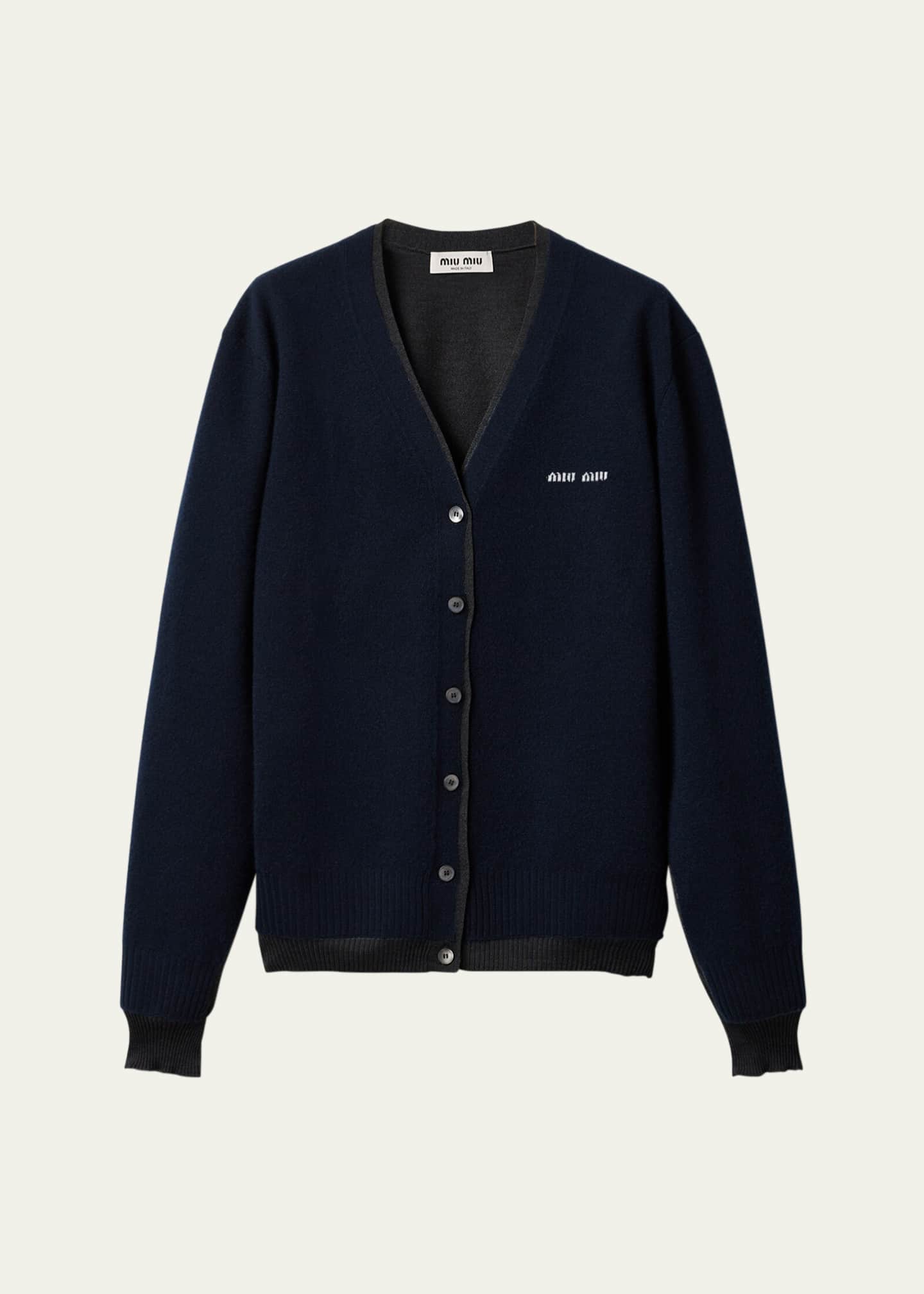 トップス miumiu/layered knit cardigan Miu Miu Layered Oversized Cashmere Cardigan Sweater