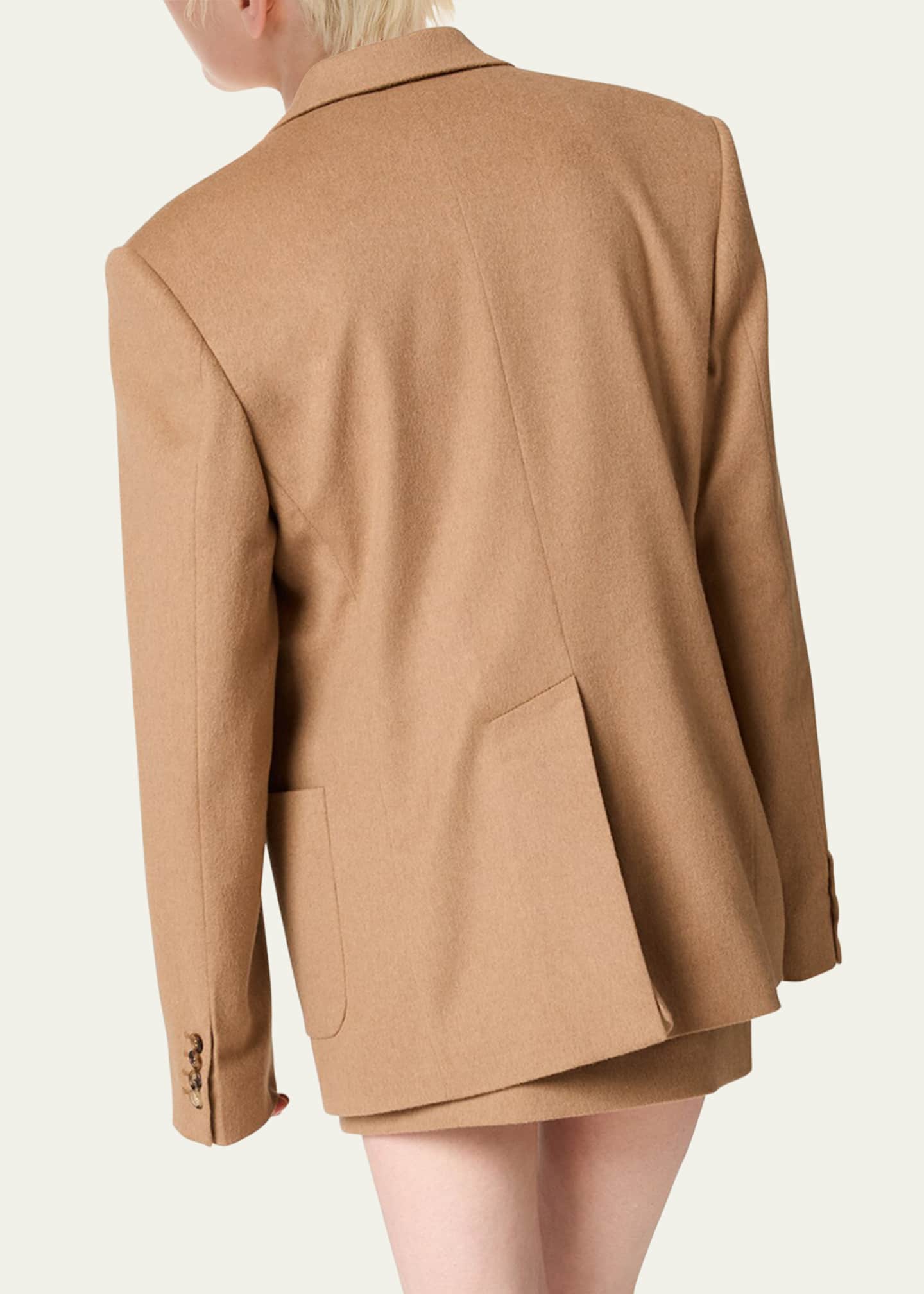 Miu Miu Logo Embroidered Camel Hair Jacket Image 2 of 2