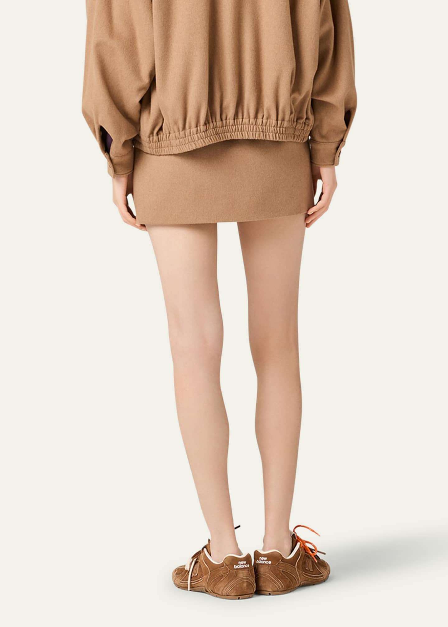 ミニスカート Miu Miu Camel Mohair Blend Mini Skirt Miu Miu Logo Camel Hair Mini Skirt - Bergdorf Goodman