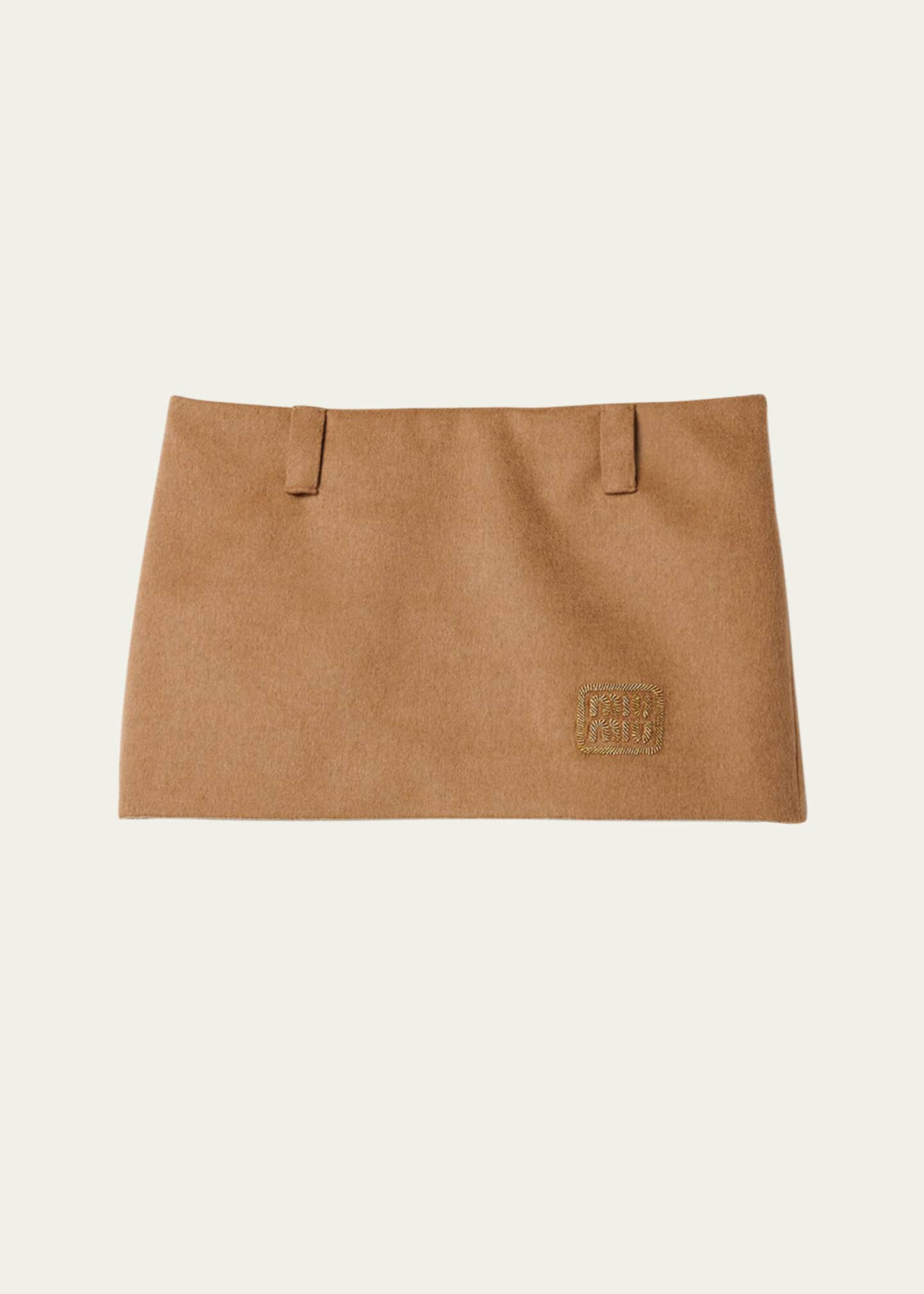 Miu Miu Logo Camel Hair Mini Skirt - Bergdorf Goodman