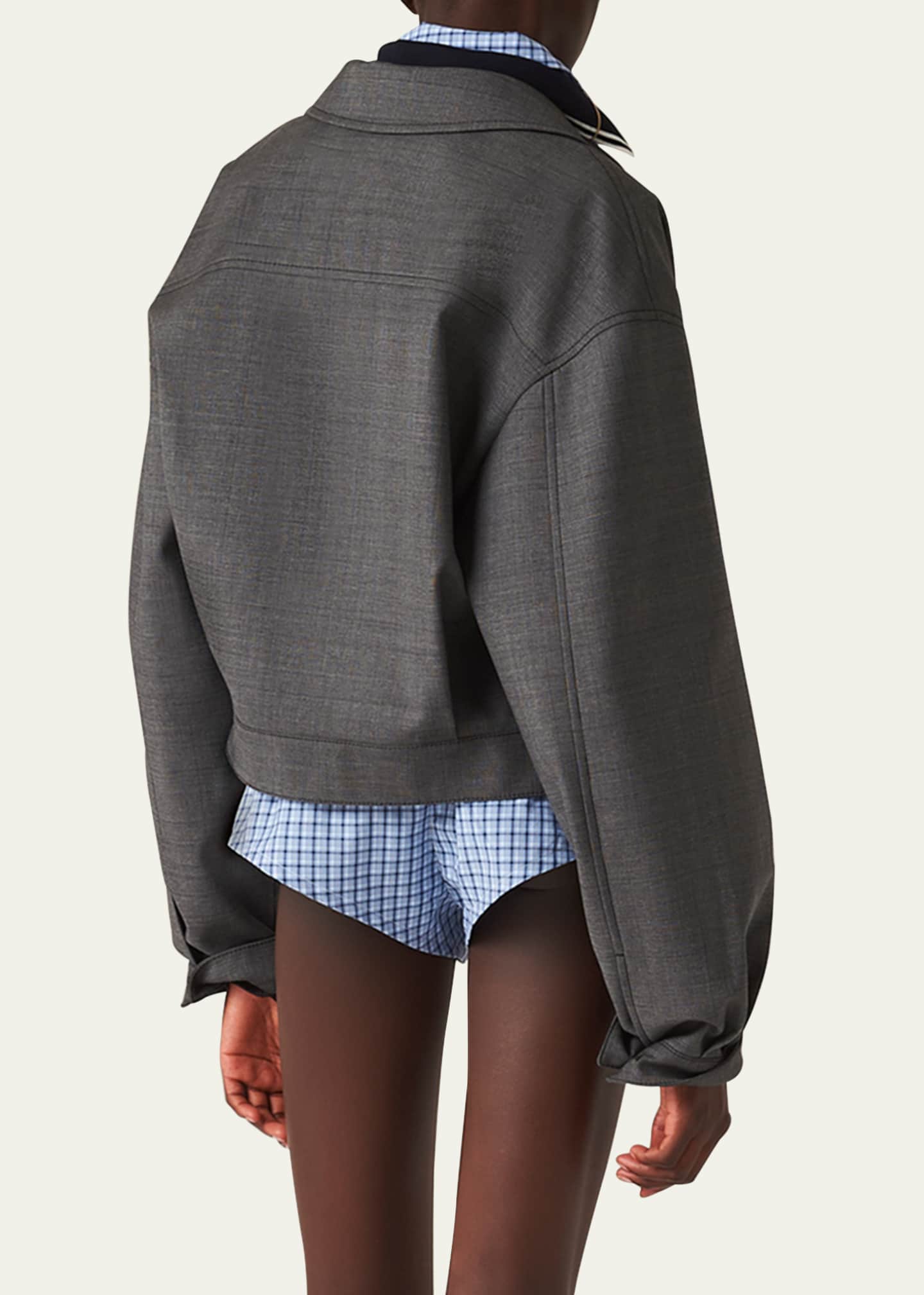 Miu Miu Long-Sleeve Zip Up Wool Jacket - Bergdorf Goodman
