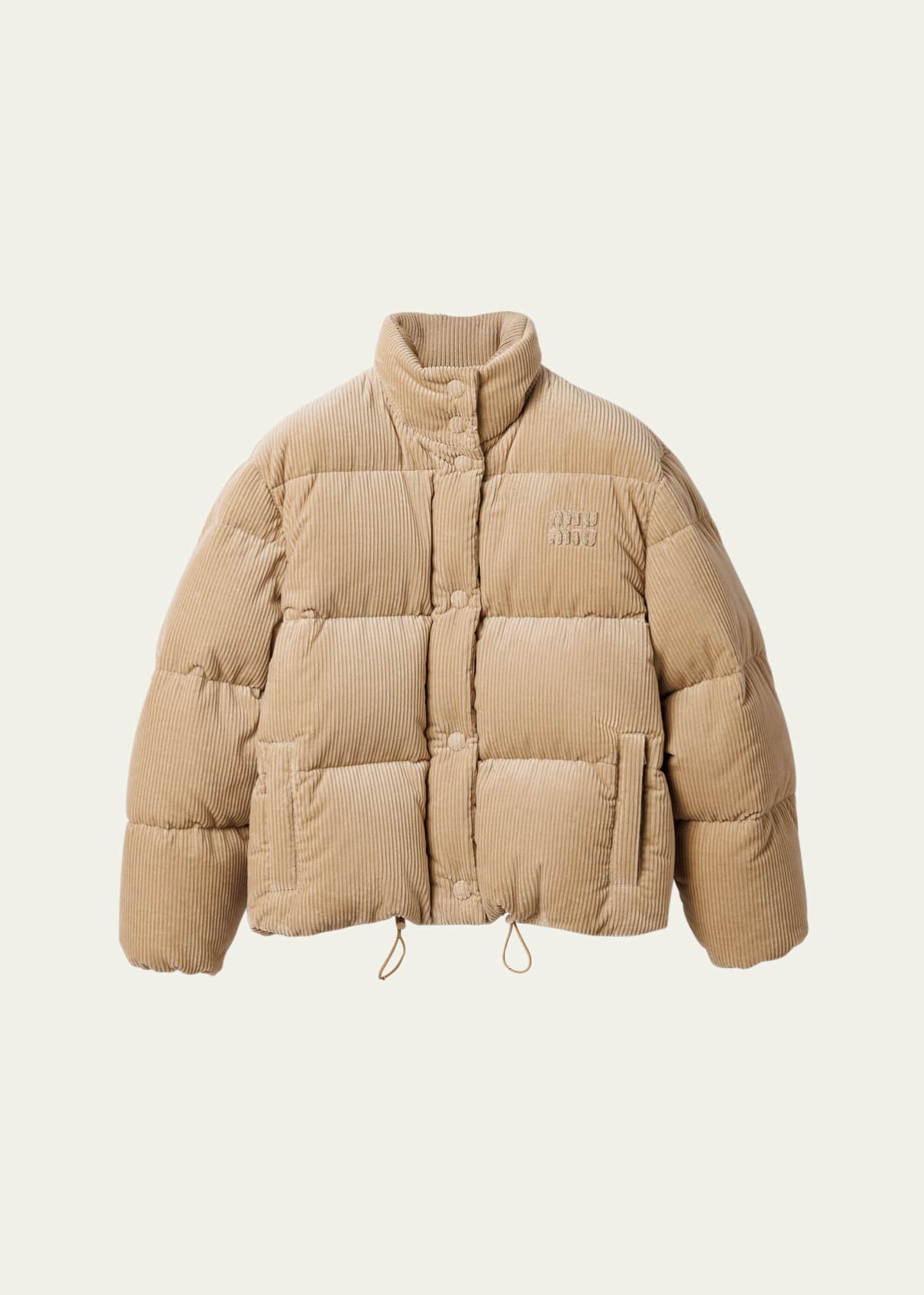 Miu Miu Corduroy Down Puffer Logo Jacket Bergdorf Goodman