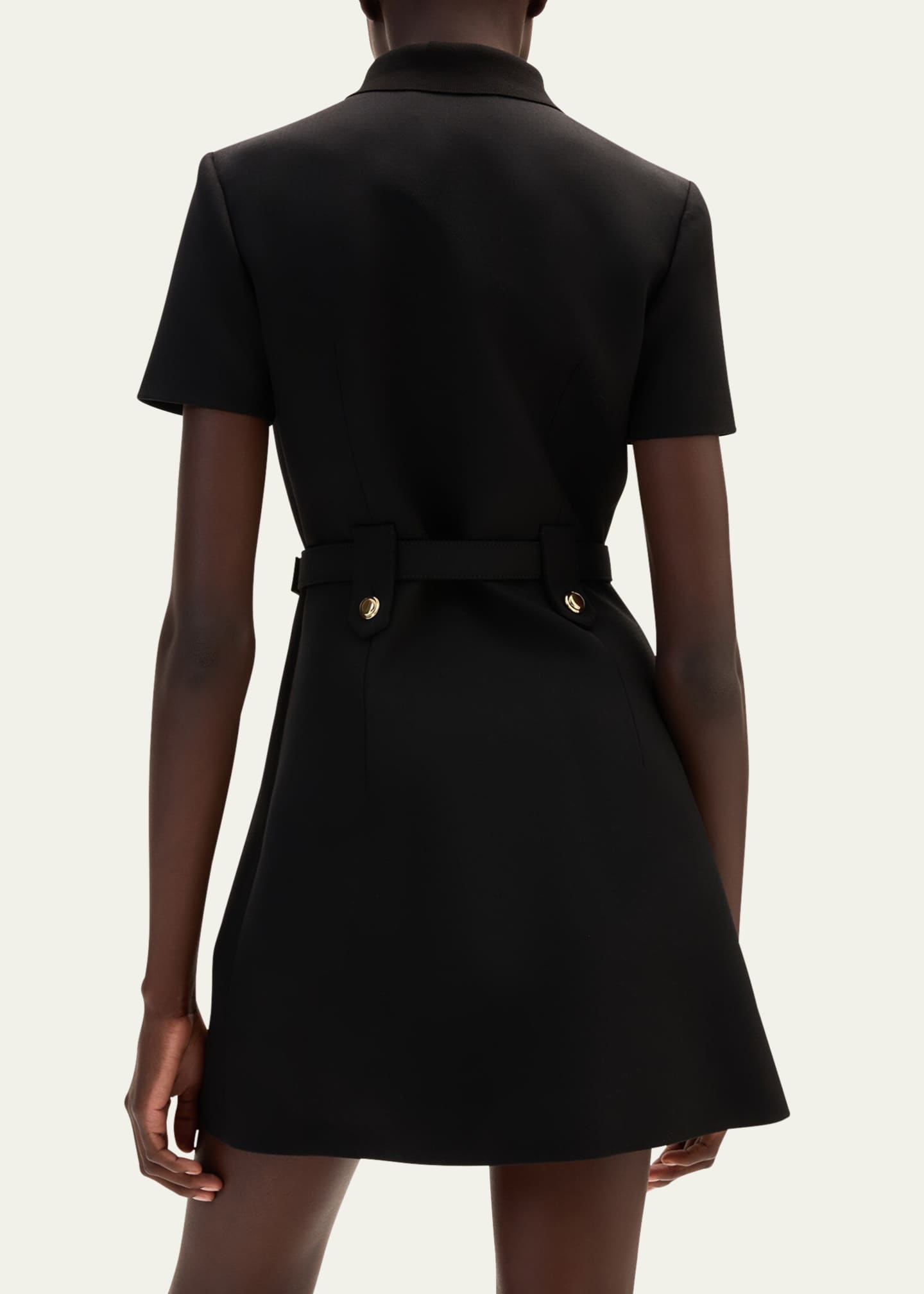 Miu Miu Short-Sleeve Wool Mini Dress With Belt - Bergdorf