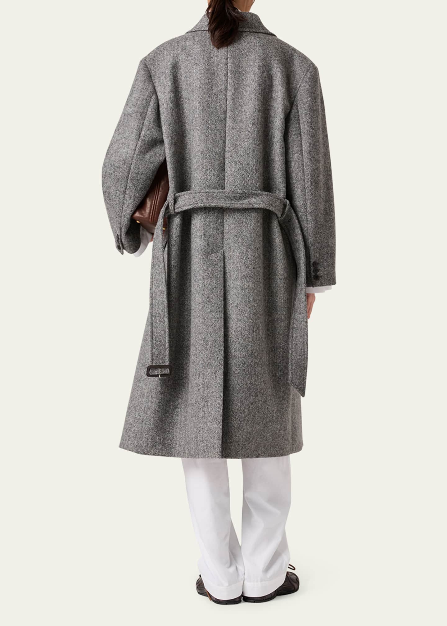 Miu Miu Long Chevron Belted Wool Coat - Bergdorf Goodman Miu Miu Long Chevron Belted Wool Coat - Bergdorf Goodman