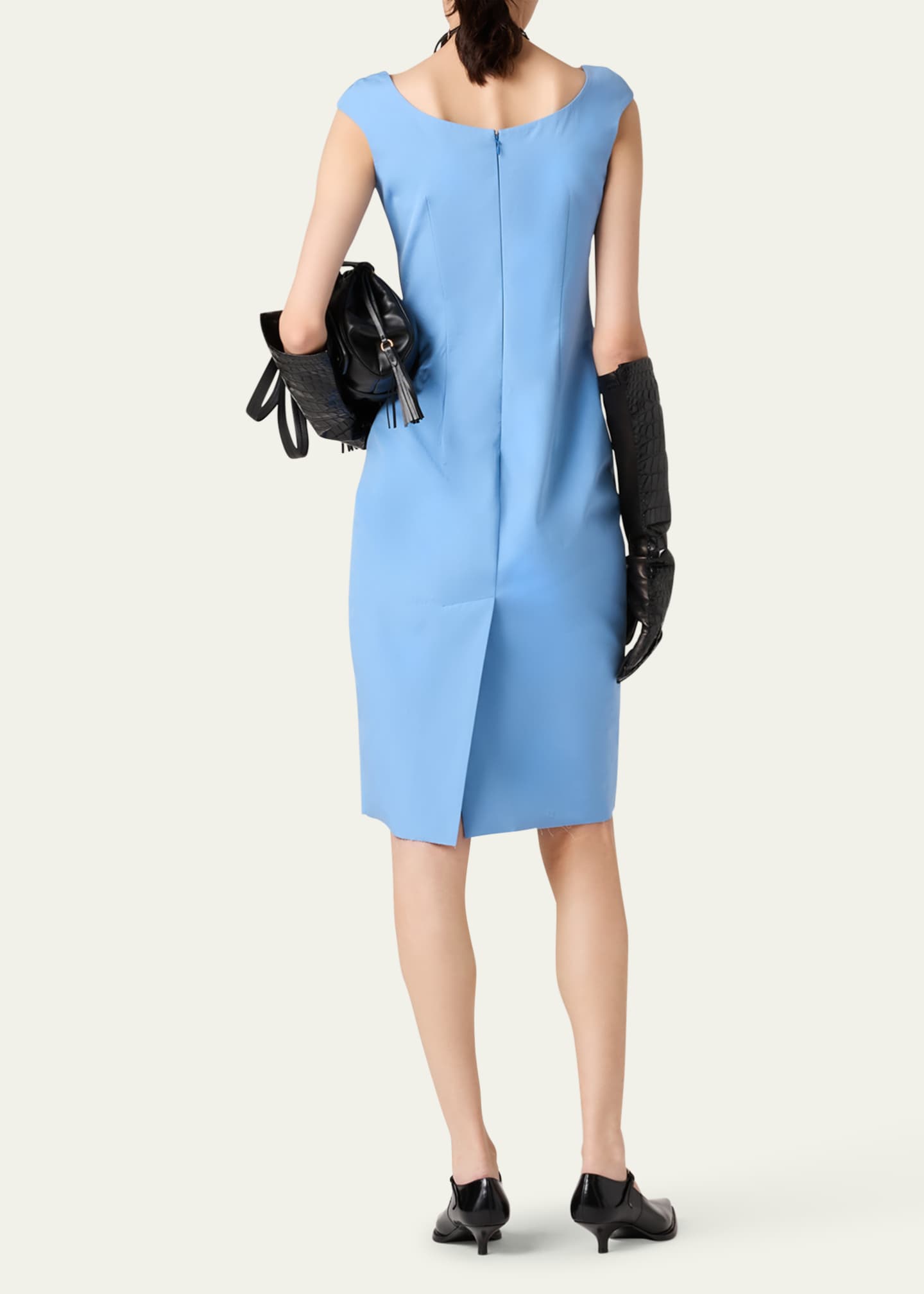Miu Miu Cap-Sleeve Poplin Dress Image 3 of 3
