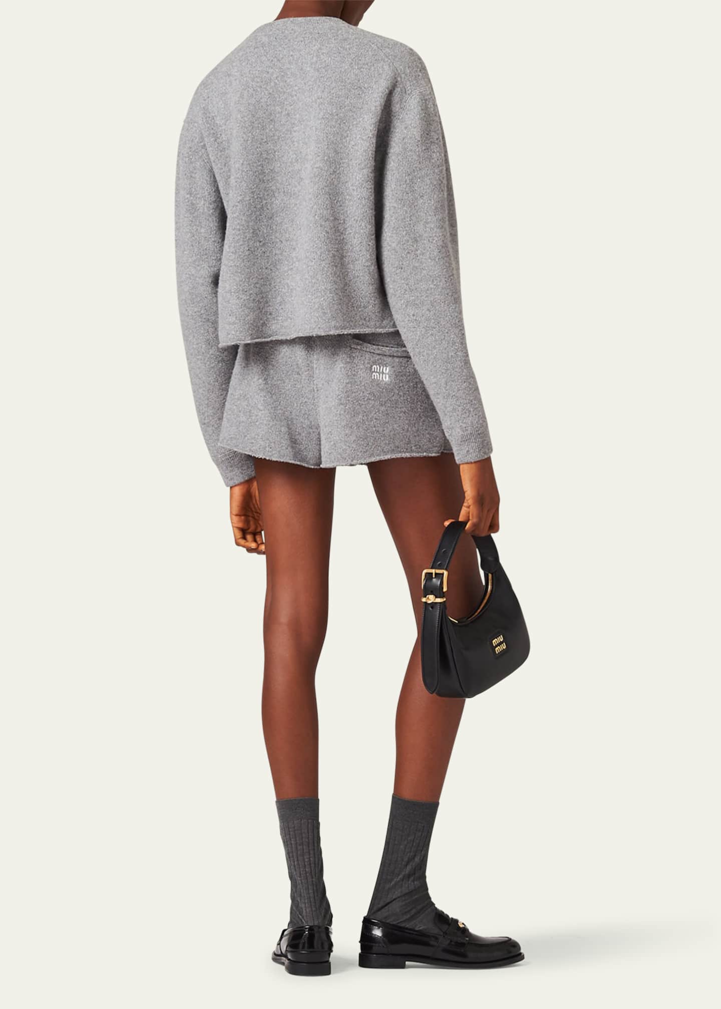Miu Miu Logo Mini Shorts With Elastic Waistband And Tie Image 3 of 3