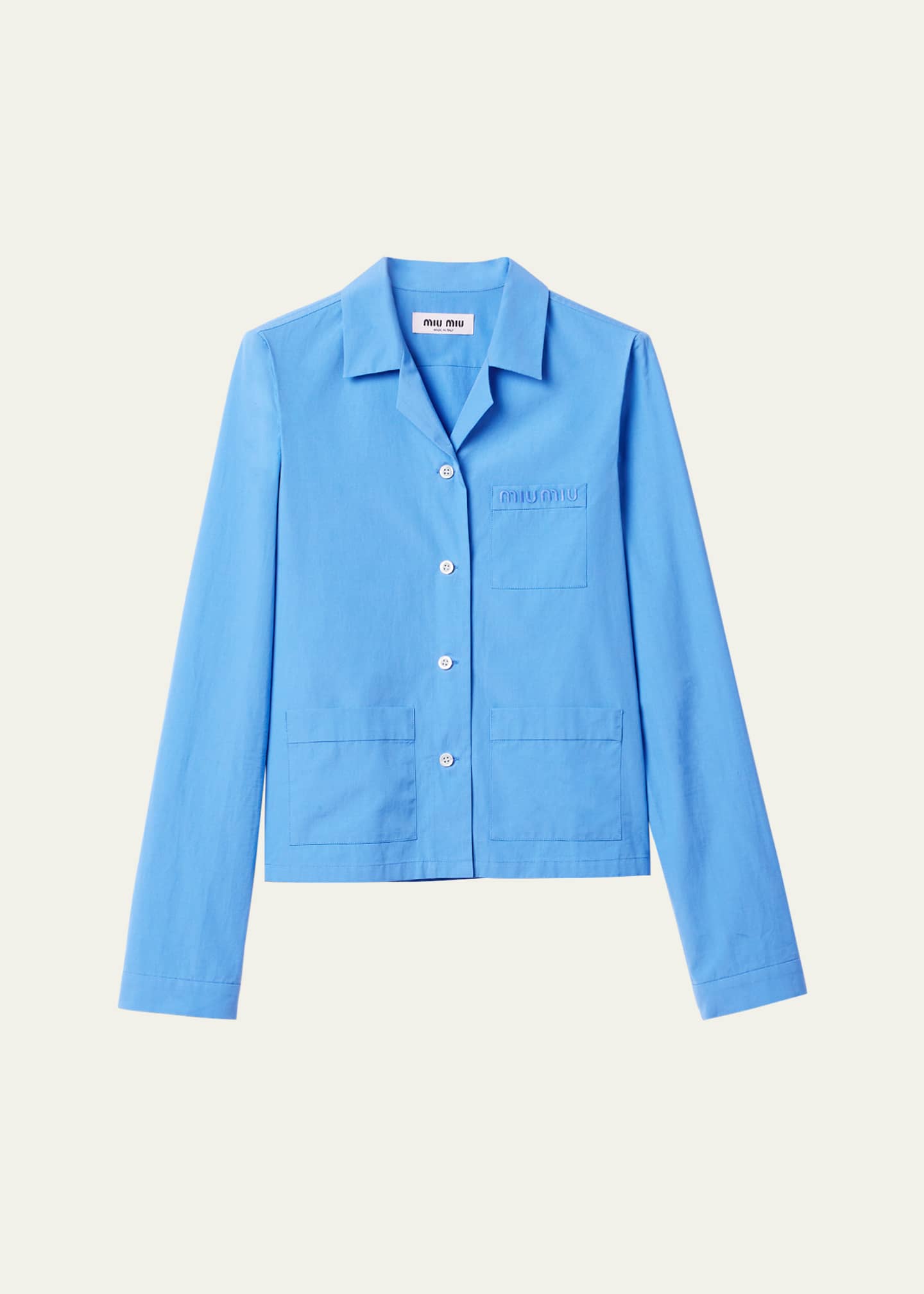 入荷中 Shirt Poplin Down Button Miu Miu - Goodman Bergdorf トップス