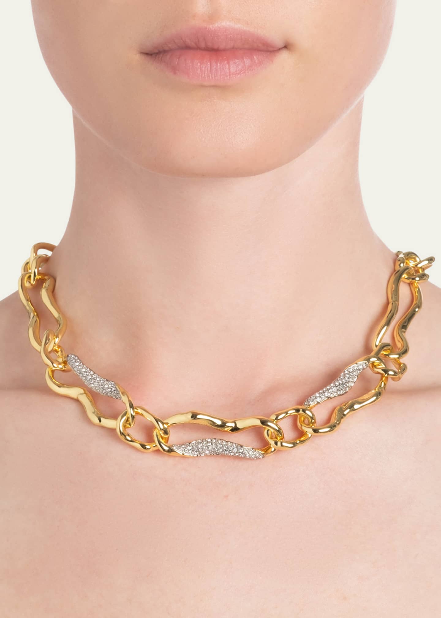 Alexis Bittar Brut Gold Curved Link Necklace, 18"L Image 2 of 4