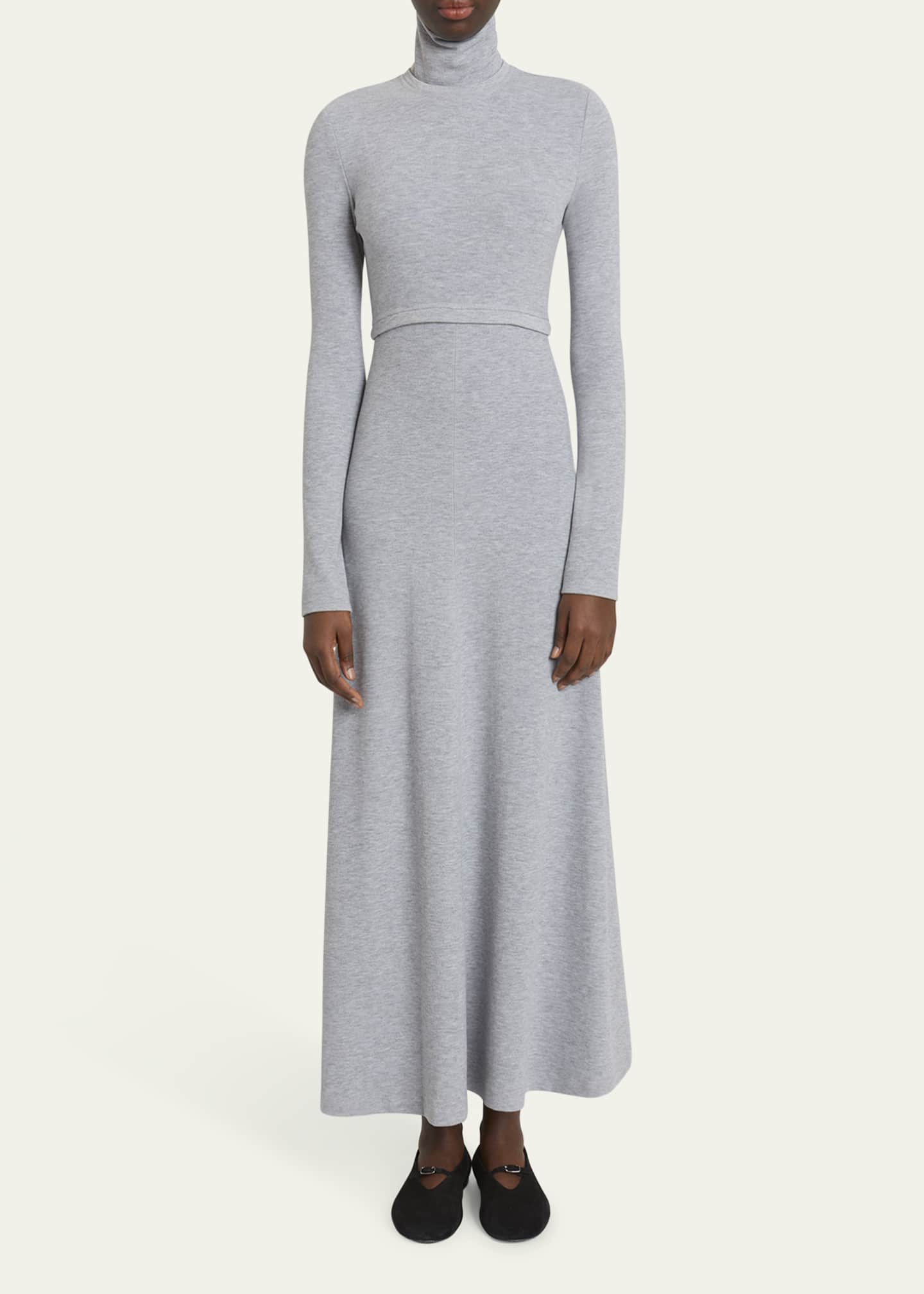 Proenza Schouler White Label Jayne Brushed Rib-Knit Turtleneck Maxi Dress Image 2 of 5
