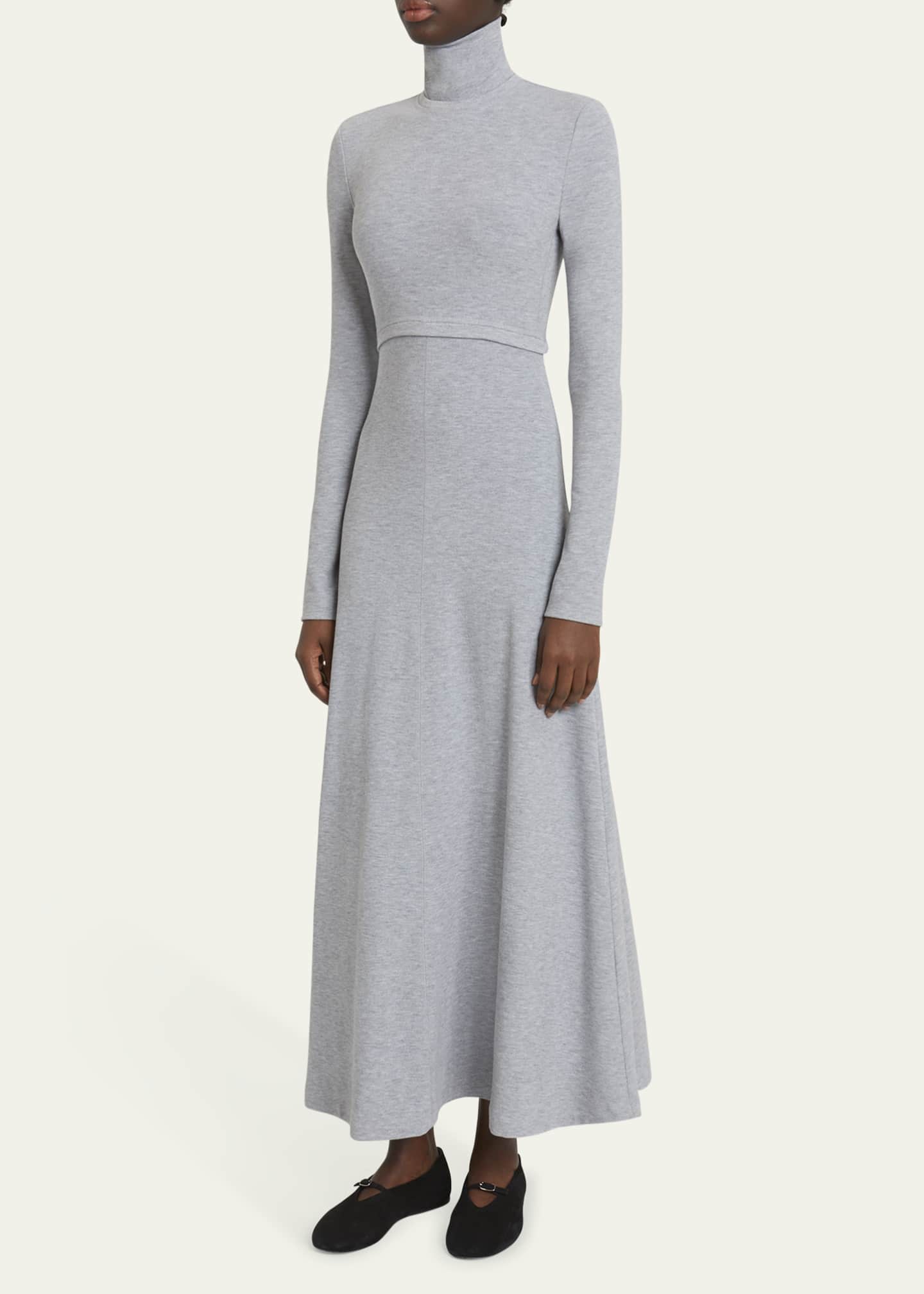Proenza Schouler White Label Jayne Brushed Rib-Knit Turtleneck Maxi Dress Image 4 of 5