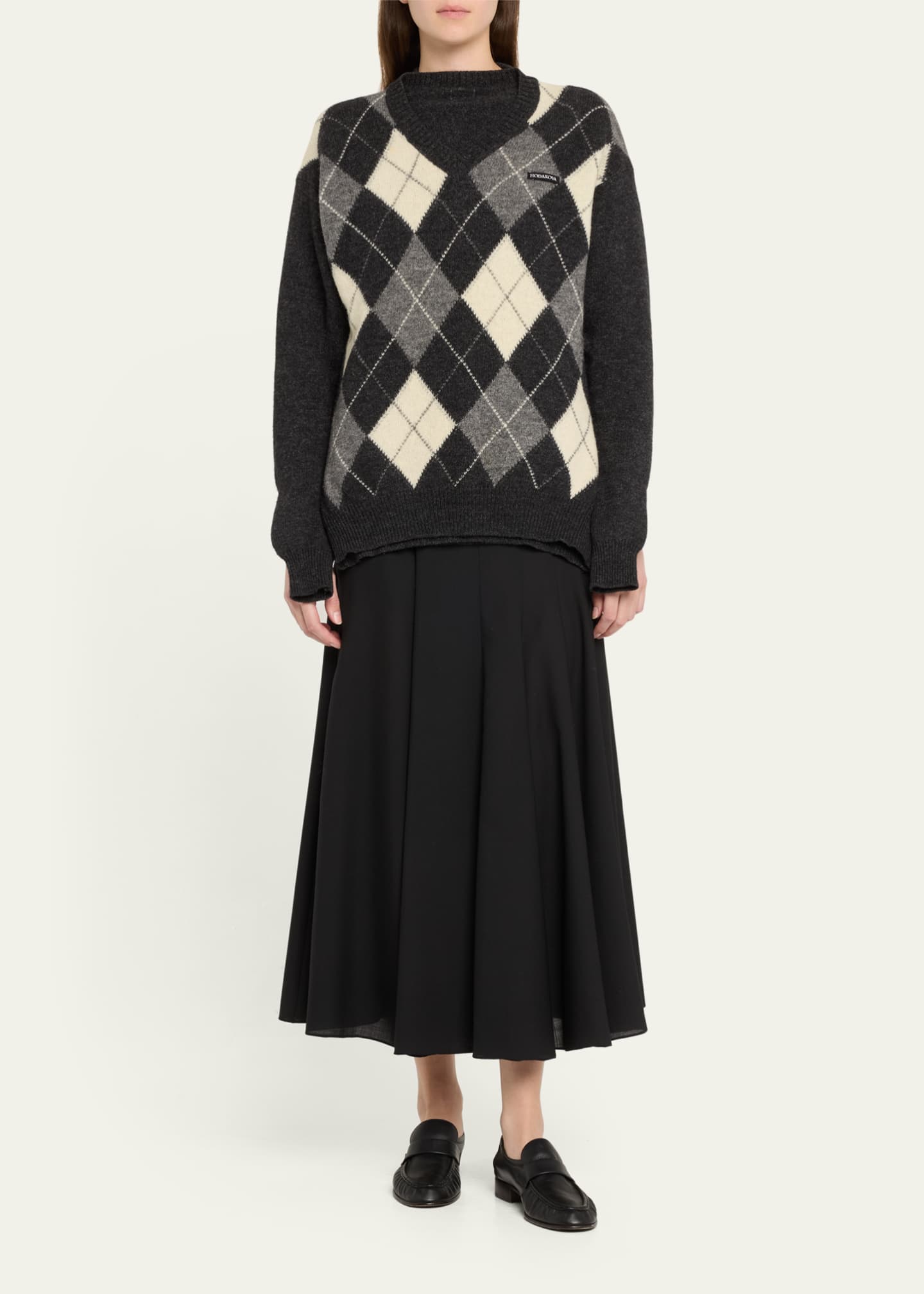 HODAKOVA Attached Argyle Knitted Wool Sweater Image 2 of 5