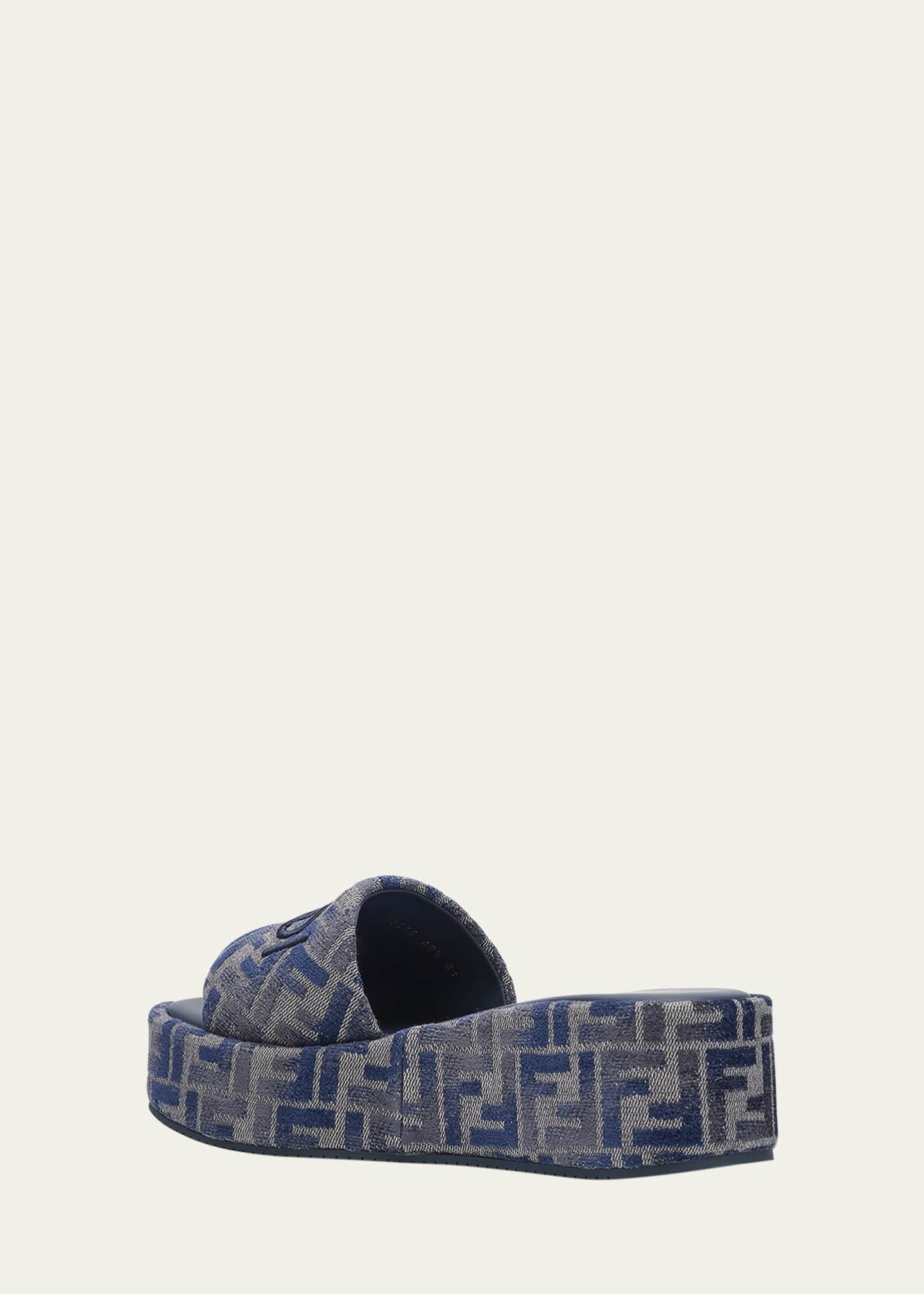 Fendi Sunshine FF Chenille Jacquard Platform Sandals Image 4 of 6