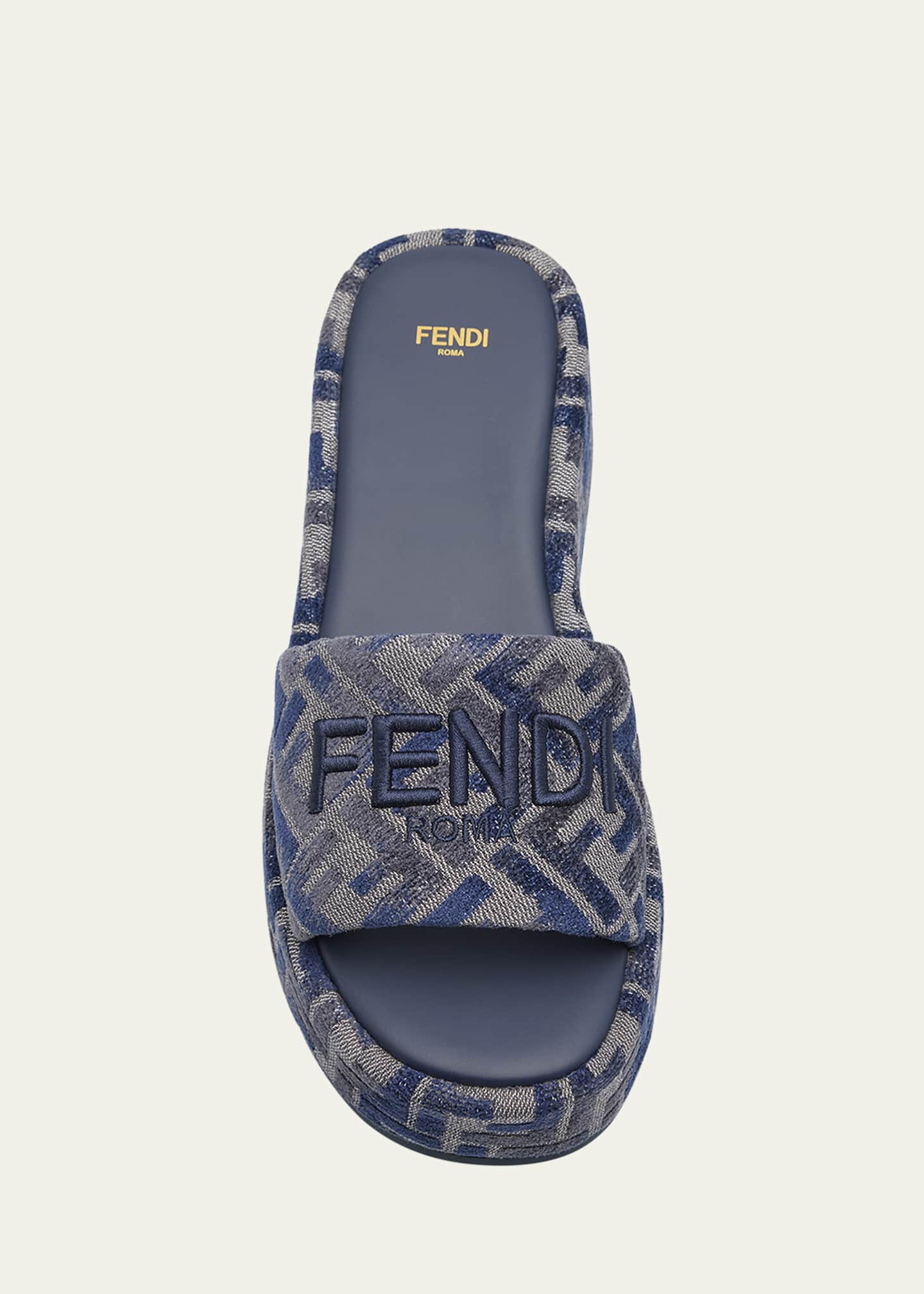 Fendi Sunshine FF Chenille Jacquard Platform Sandals Image 6 of 6