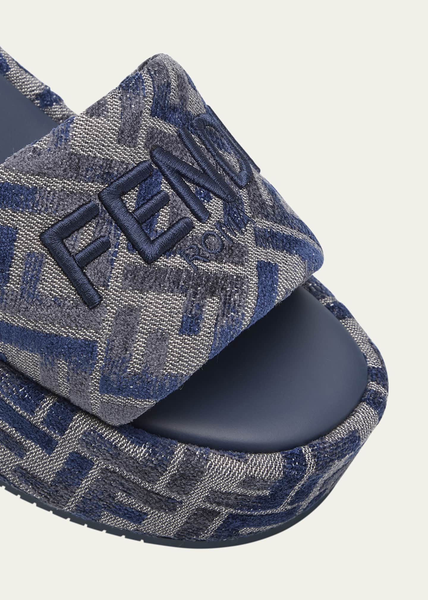 Fendi Sunshine FF Chenille Jacquard Platform Sandals Image 5 of 6