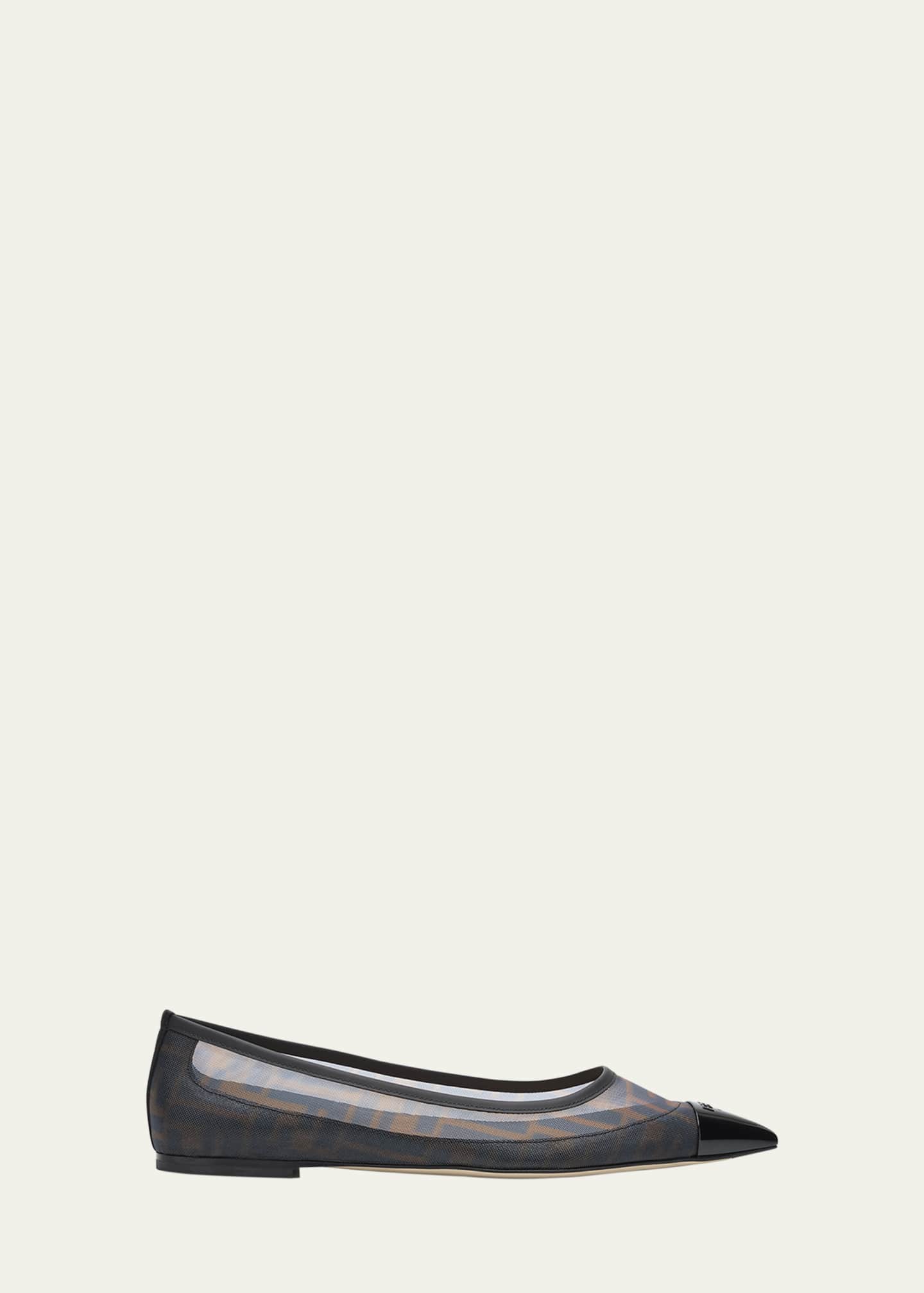 Fendi Colibri FF Mesh Pointed Ballerina Flats Image 1 of 6