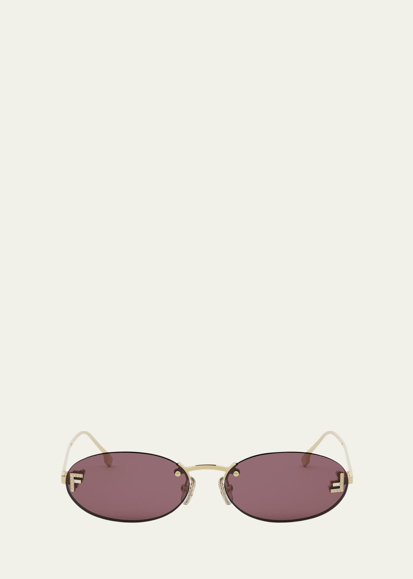 Fendi FF Crystal Metal Oval Sunglasses - Bergdorf Goodman